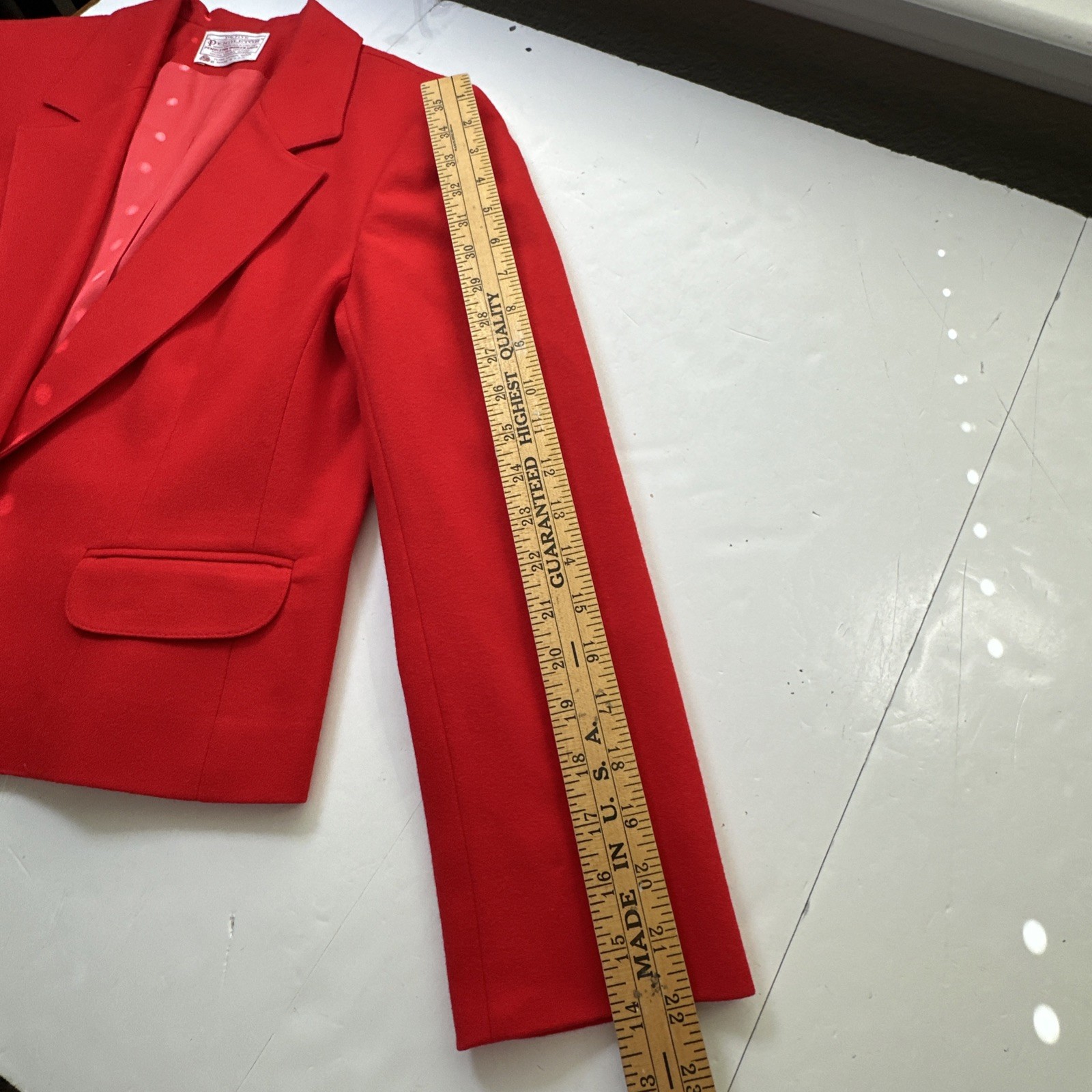 Vtg Pendleton Wool Blazer Jacket Womens Red Lined USA Sz- 12 Petite #750