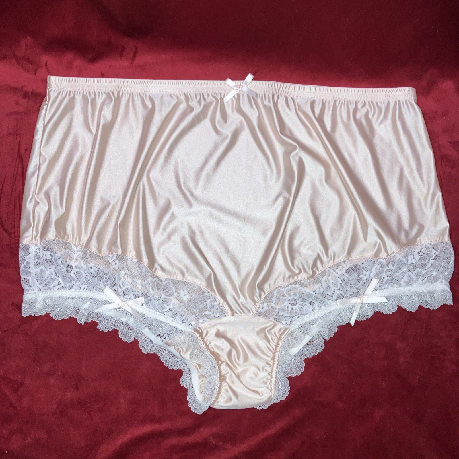 1X 2X Mushroom Gusset Granny Panty Silky Nylon Satin Brief Sissy Vintage styl