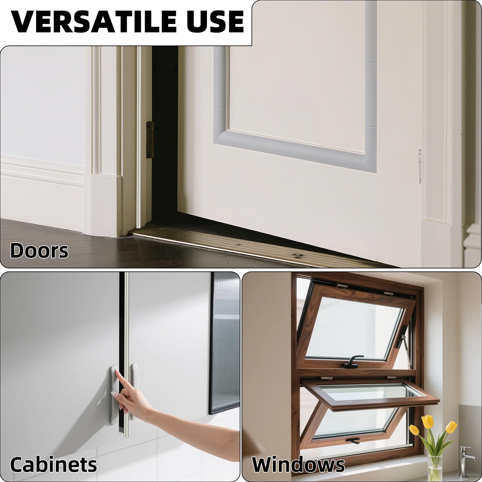 2 Pack 26ft Self-Adhesive V-Shaped Foam Weather Stripping Door Seal Insulation G