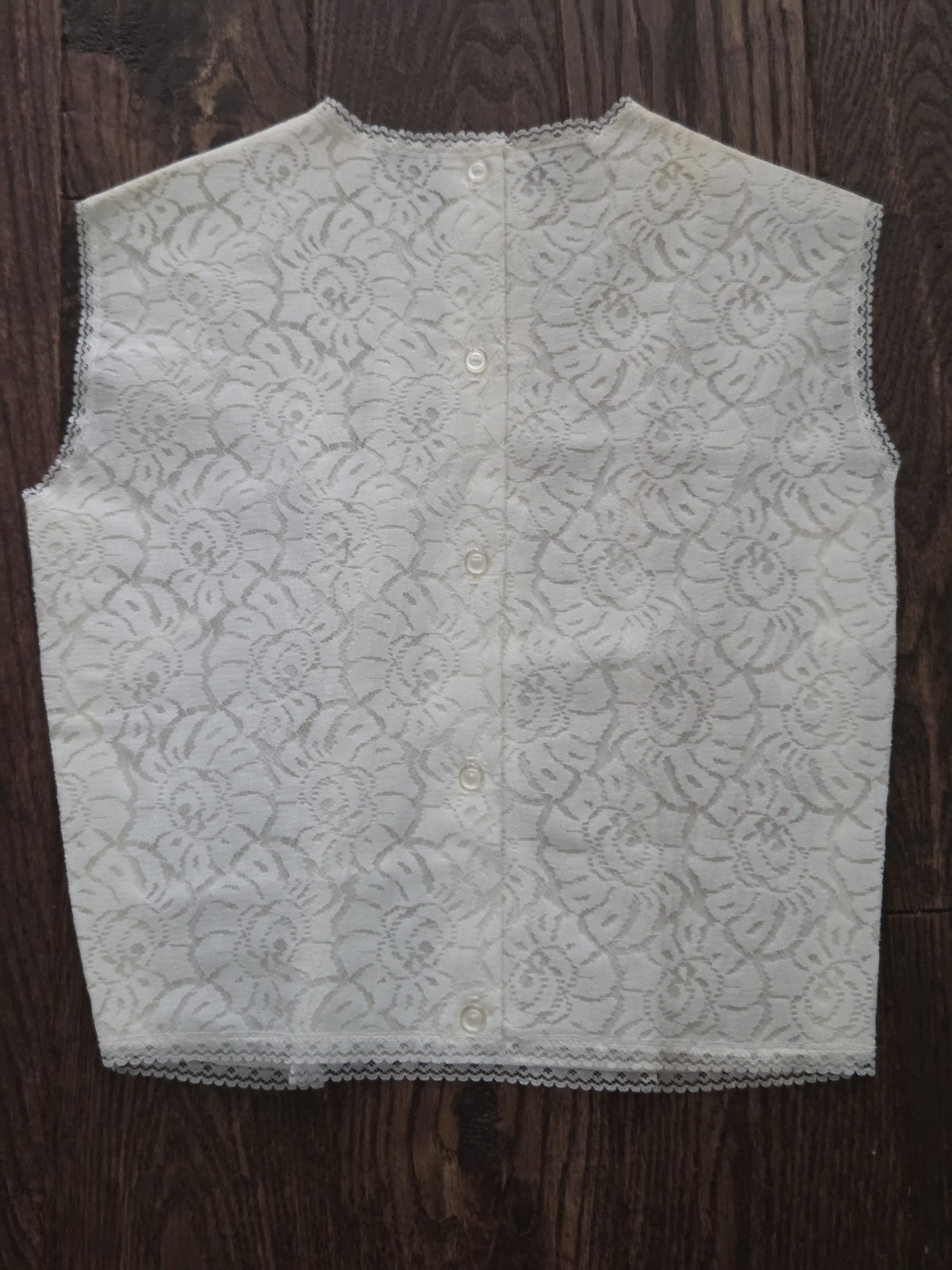 Vintage White Lace Sleeveless Blouse Handmade Sheer Floral Lace Shell Top Retro