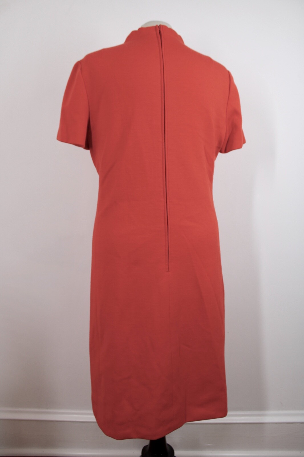 Vtg 60s Charles Cooper Thoroughbred 16 Orange Wool Short Sleeve Dress Silk Lined