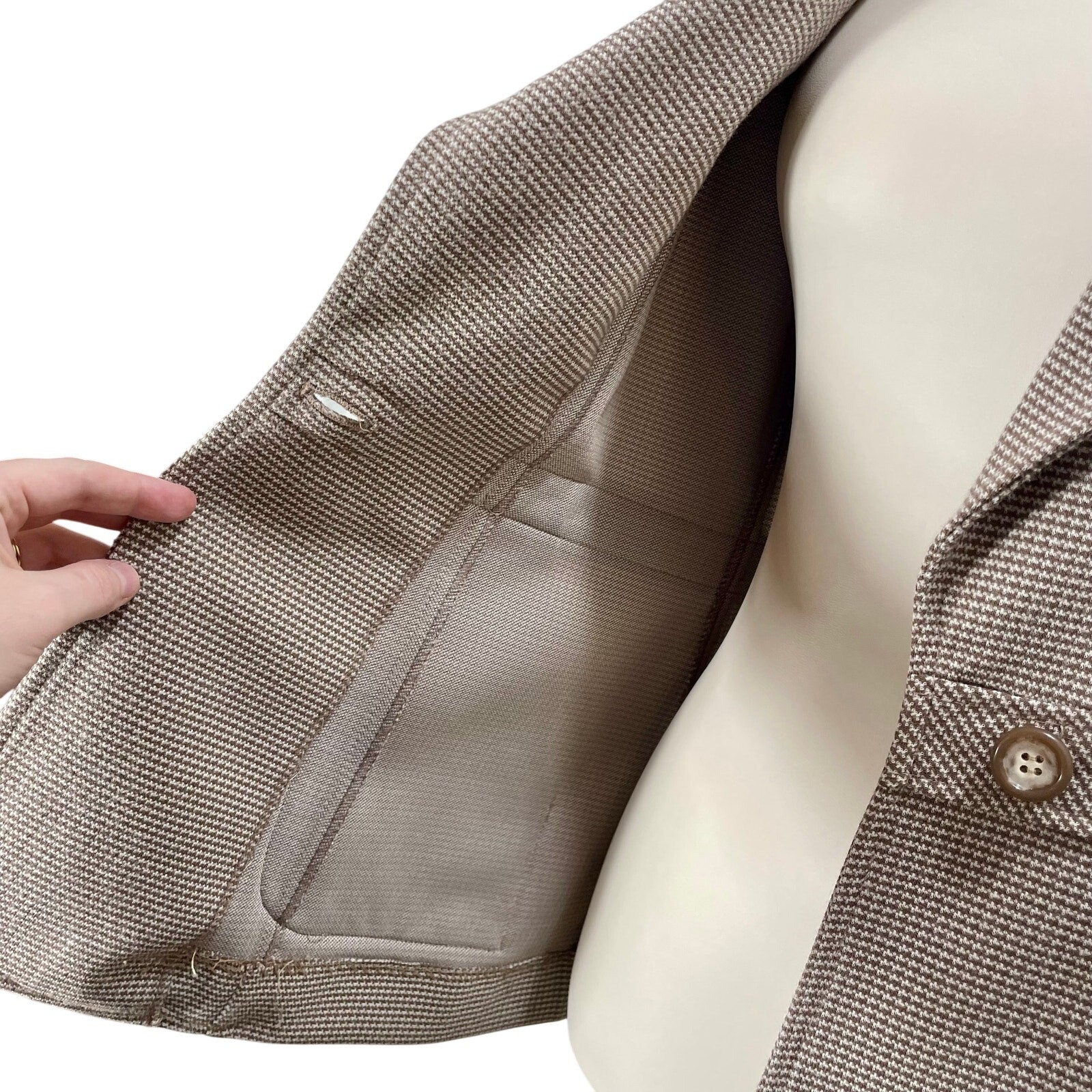 Charming Vintage 1970s Zio Brown Plaid Blazer Jacket Textured Knit Grandpa