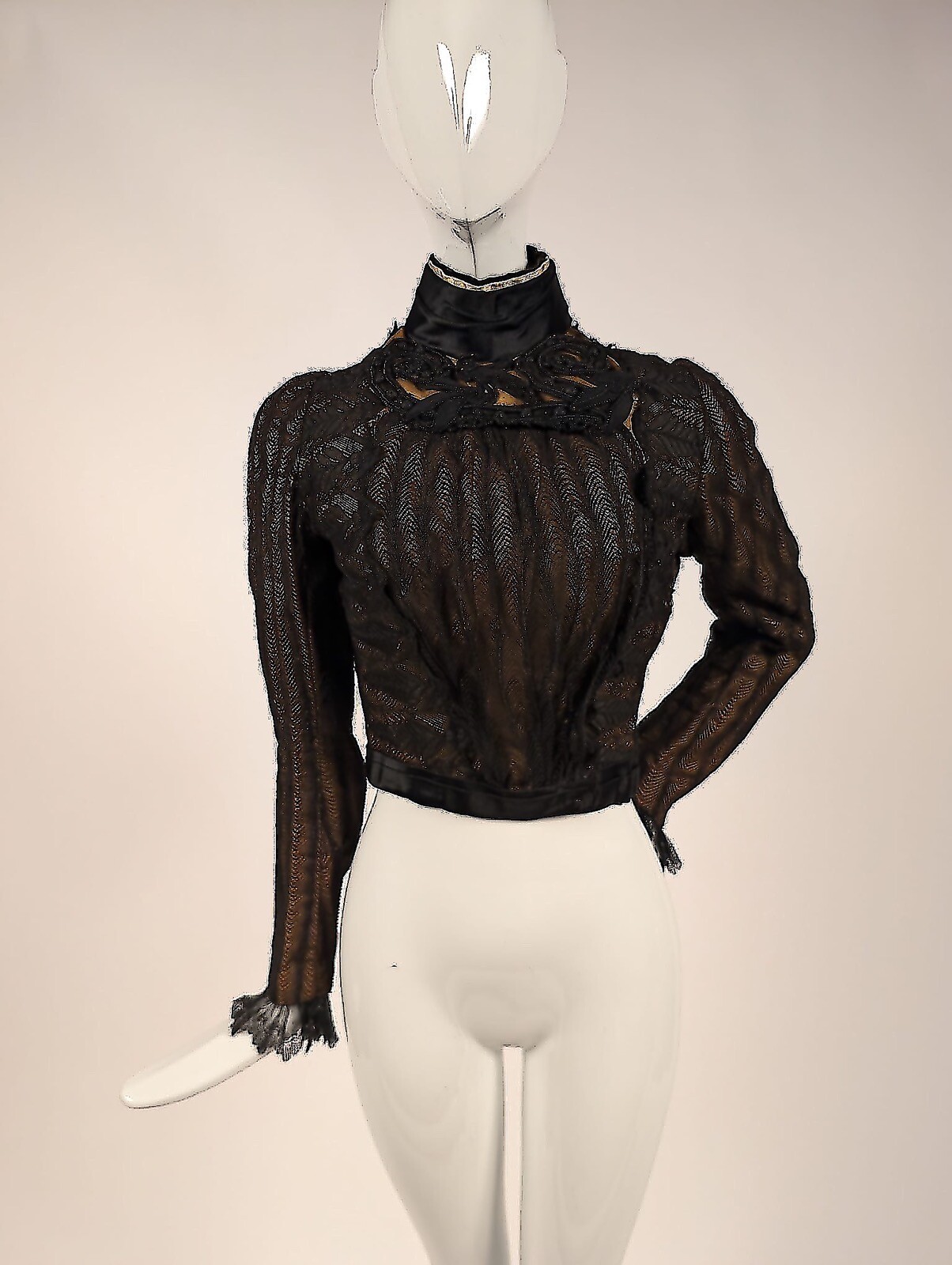 BEAUTIFUL OLIVE GREEN + BLACK LACE VICTORIAN 1890’S BODICE / JACKET