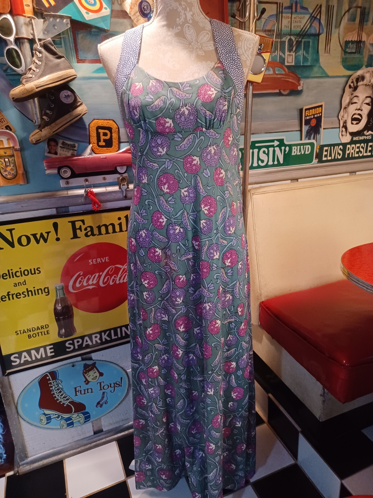 Vintage Mid-century 1970s Two-piece Maxi Dress With Jacket **FLAWS** MCM Mod