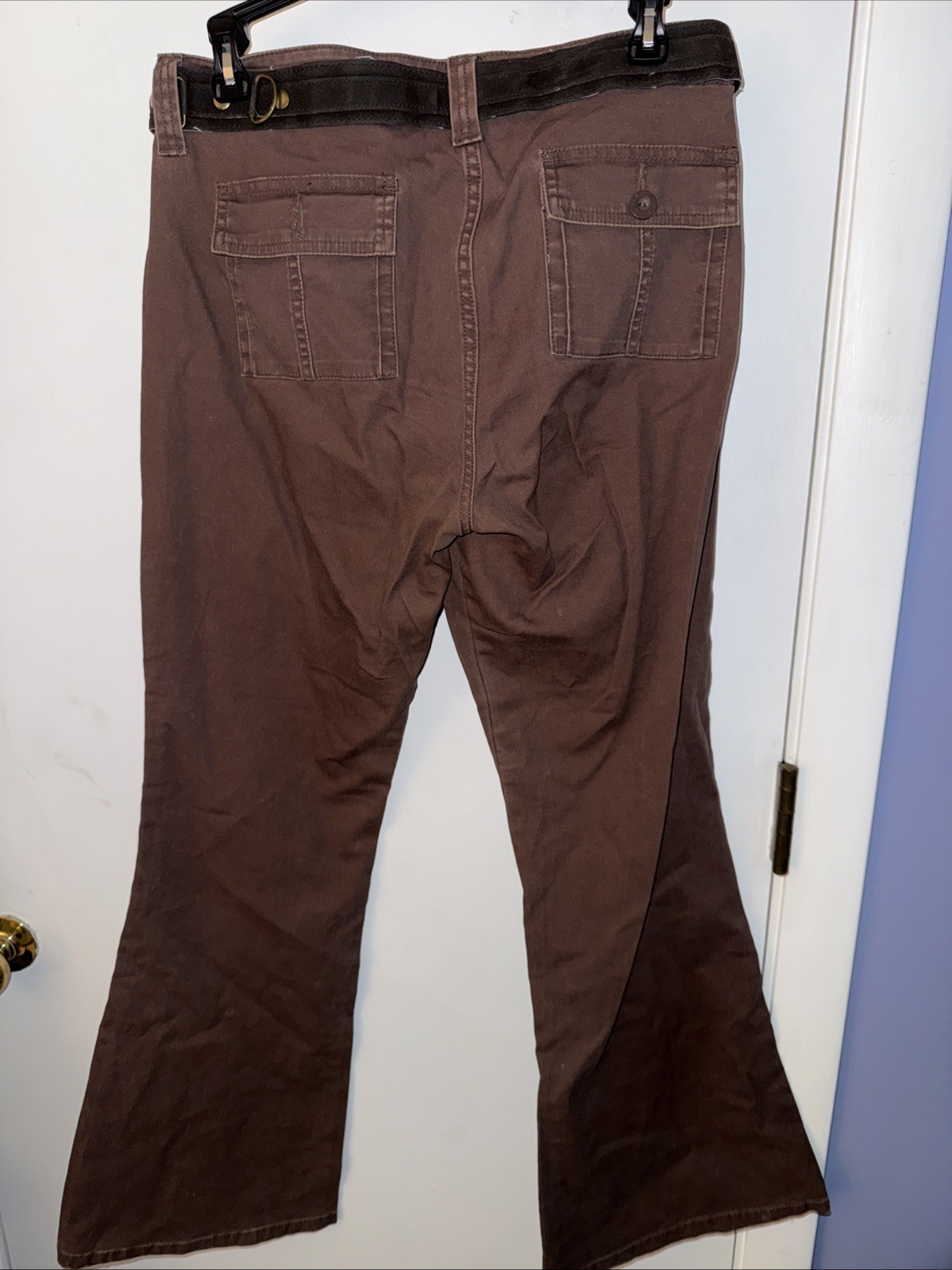 VTG L.E.I. Sz 9 Brown Corduroy Bell Bottom Wide Leg Pants With Belt