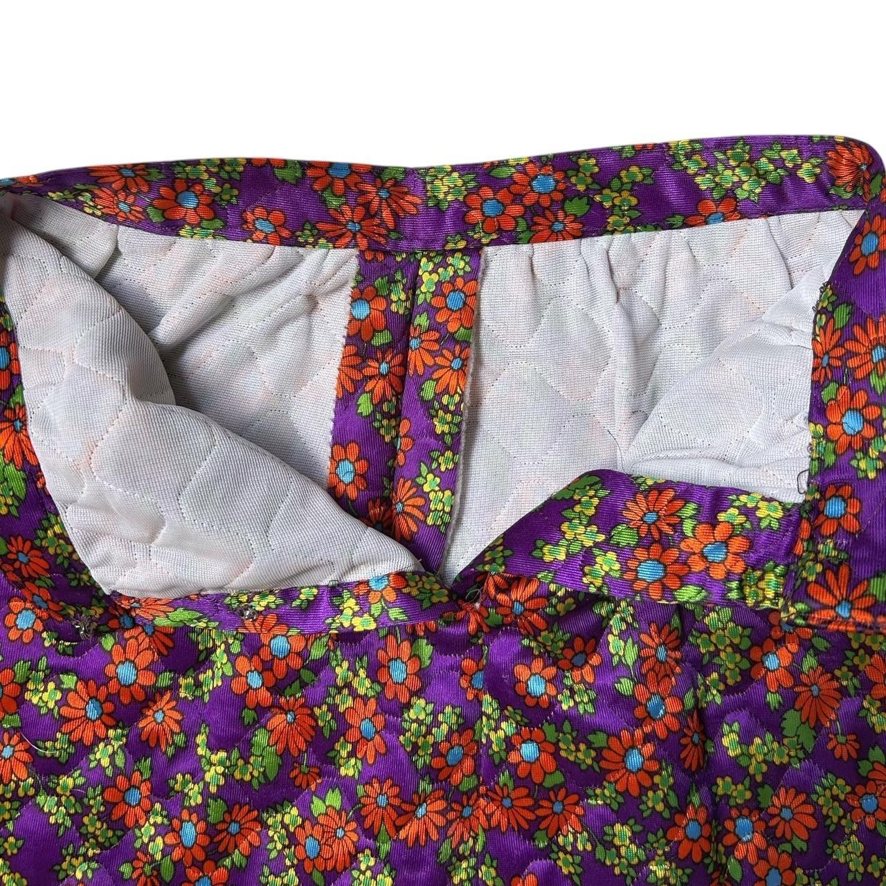 70s vintage quilted daisy maxi skirt hippy boho cottagecore highwaisted a-line.