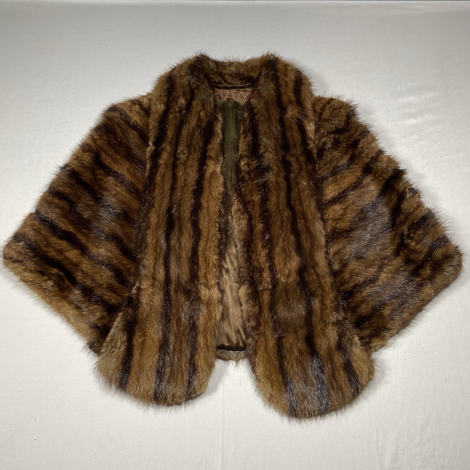 Vintage 1960s Fur Stole Cape Capelet Wrap Shawl