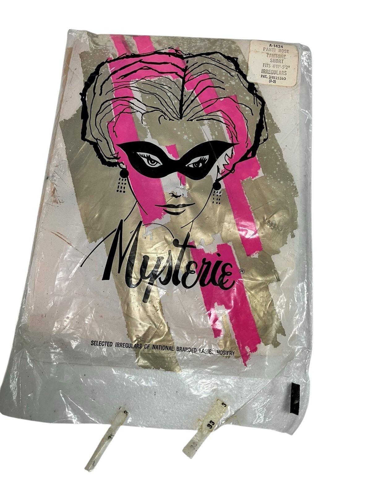 1 Pair of Mysterie Brand vintage Nylon Panti Hose Tantone Short Irregulars