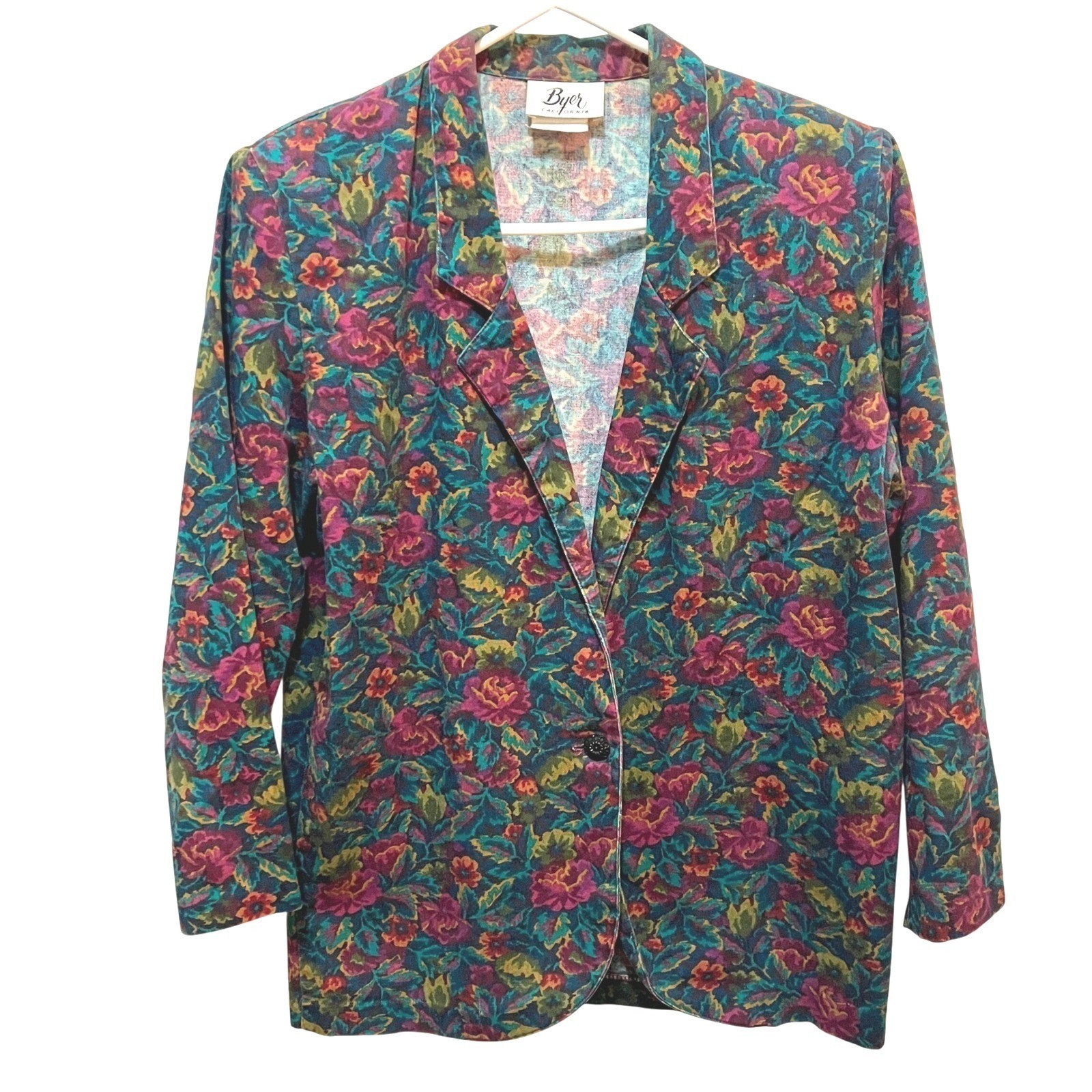 Vtg Floral Tapestry Style Blazer Jacket Small Cottagecore Dark Academia Romantic