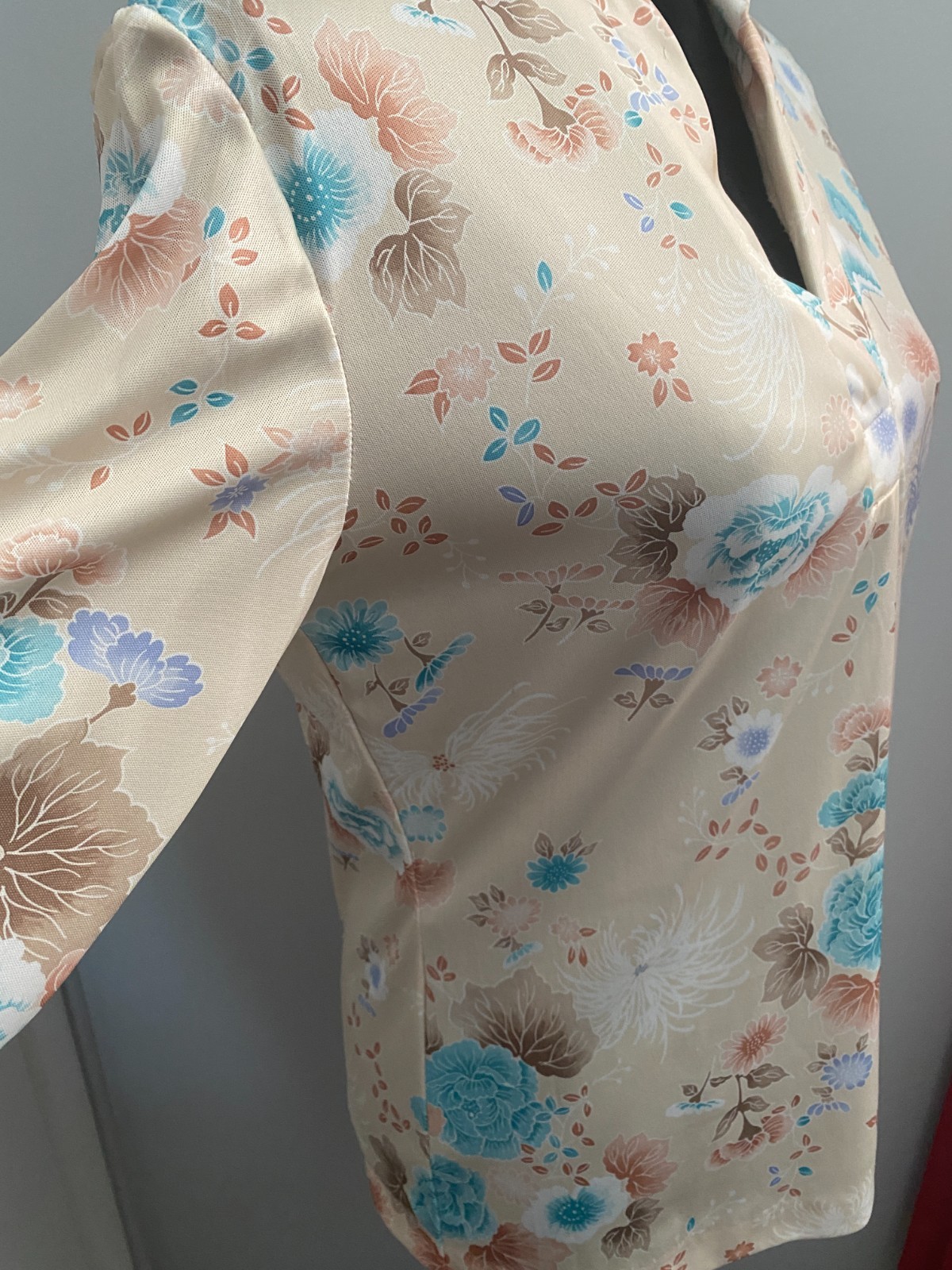 Vintage Aladdin Brand Floral Design Long Sleeve Pullover Polyester Blouse Medium