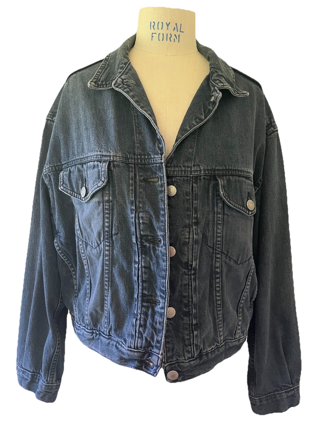Vtg 80s Banana Republic Safari Dark Blue Denim Jean Jacket Women’s Bomber Style