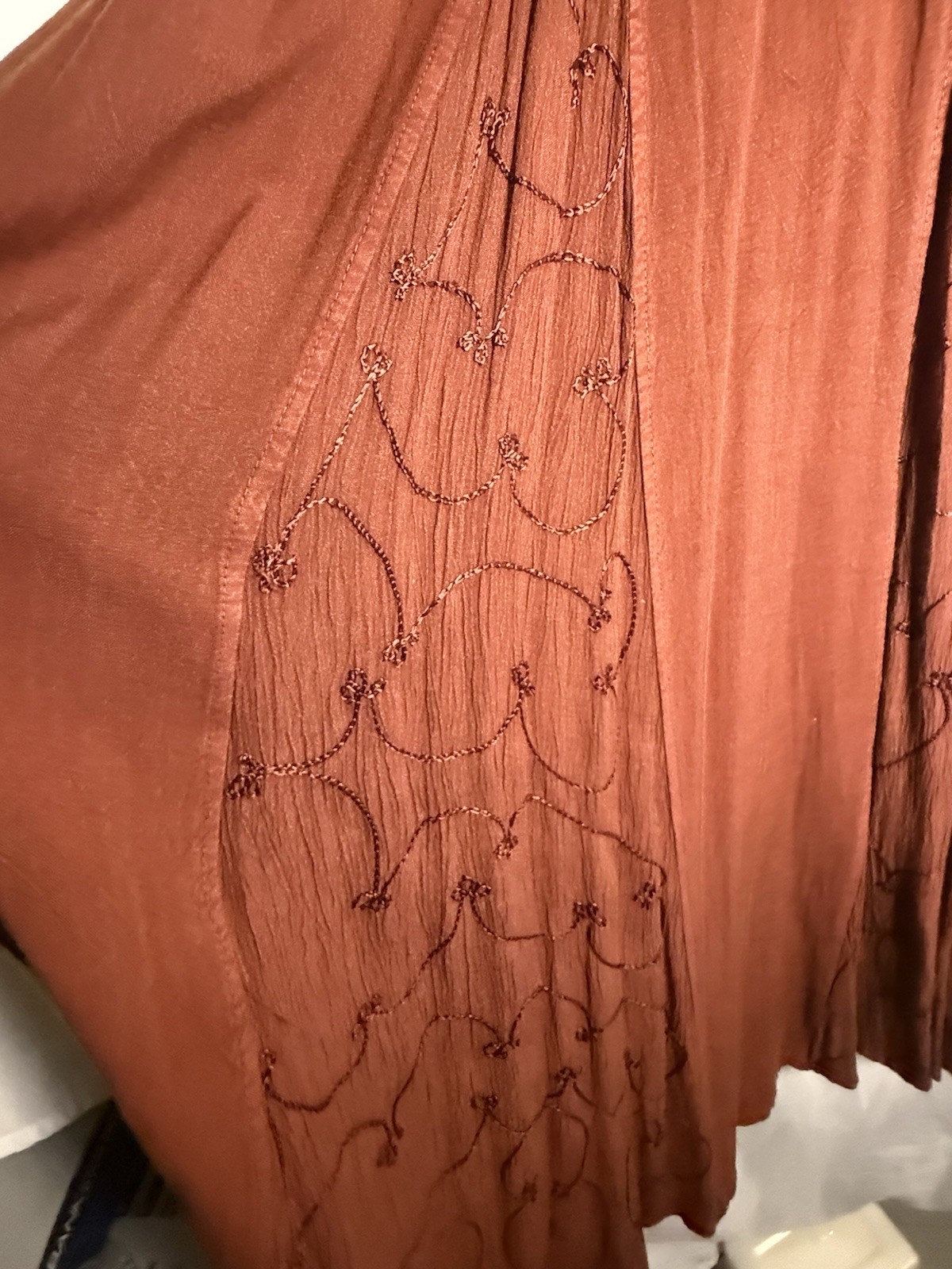 VTG Y2K M.P.H. 3X Artsy Boho Dress Burgundy Brown Beaded Gothic Lagenlook