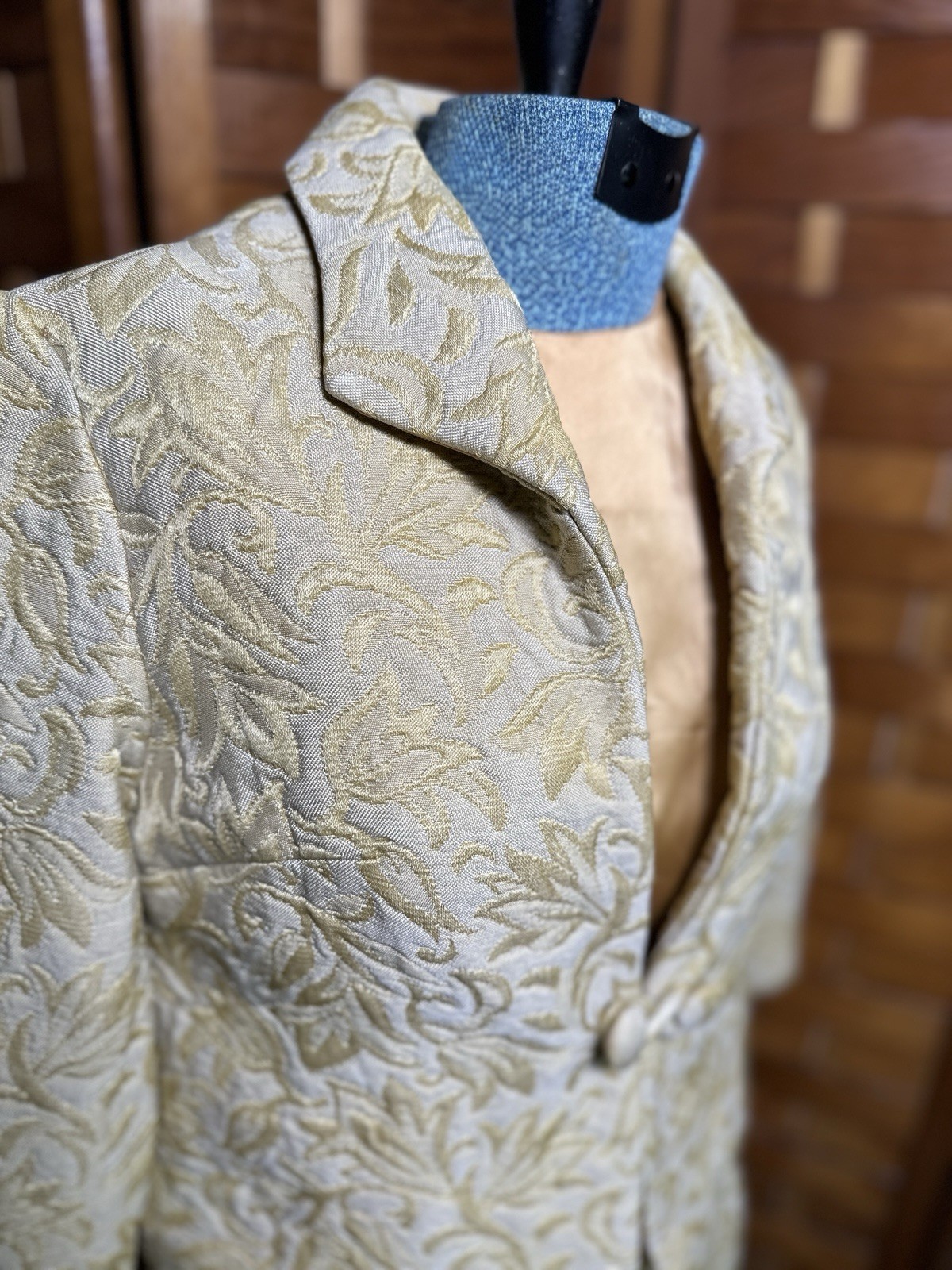 Vintage Womens Brocade 3-Piece Skirt Suit Size XS/S Gold Jacquard