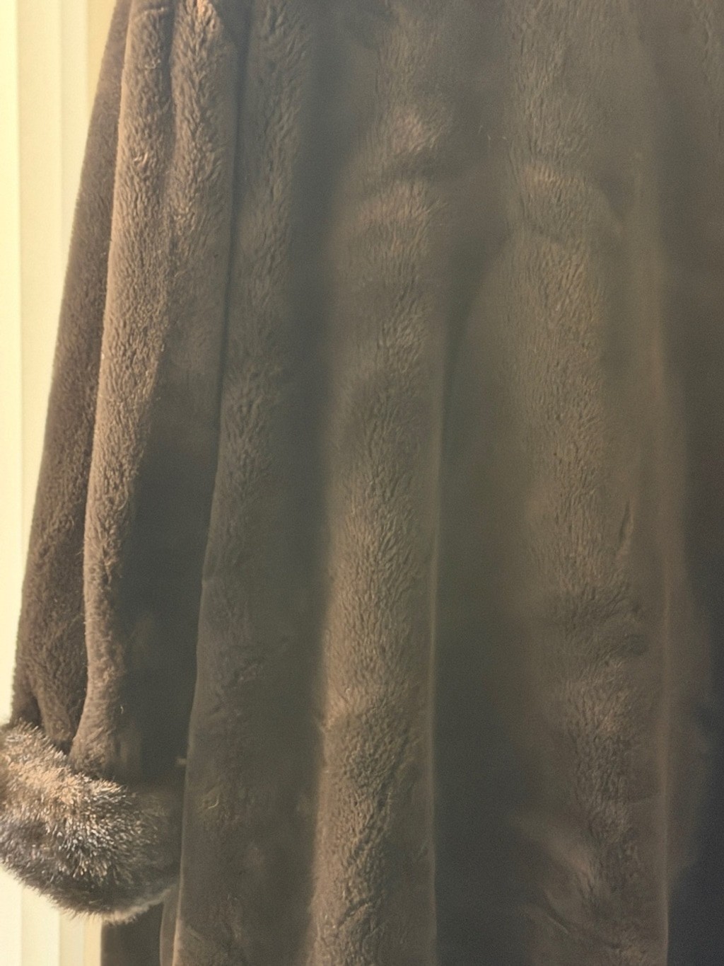Vintage Marvin Richards Luxurious Dark Brown Faux Fur Coat with Plush Trim