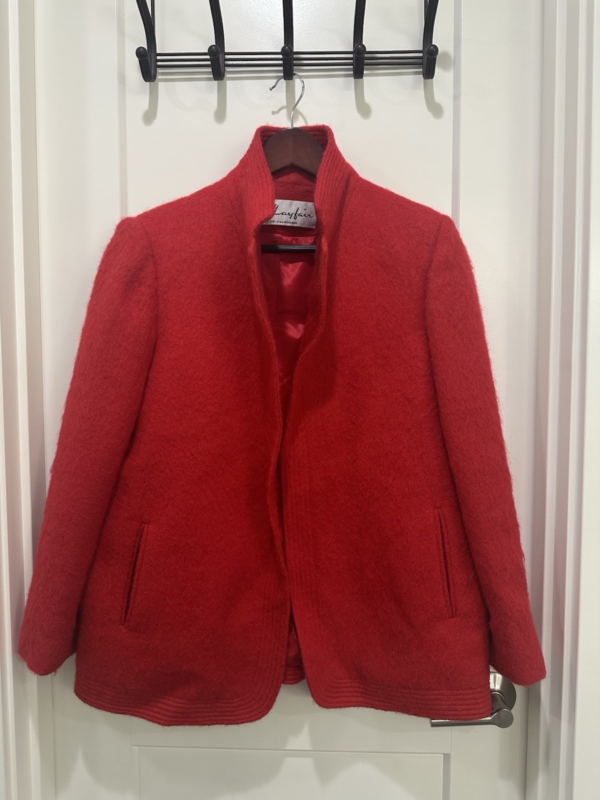 Vintage Mayfair of California Red Mohair Blazer Coat Jacket Size Large 60s 70s