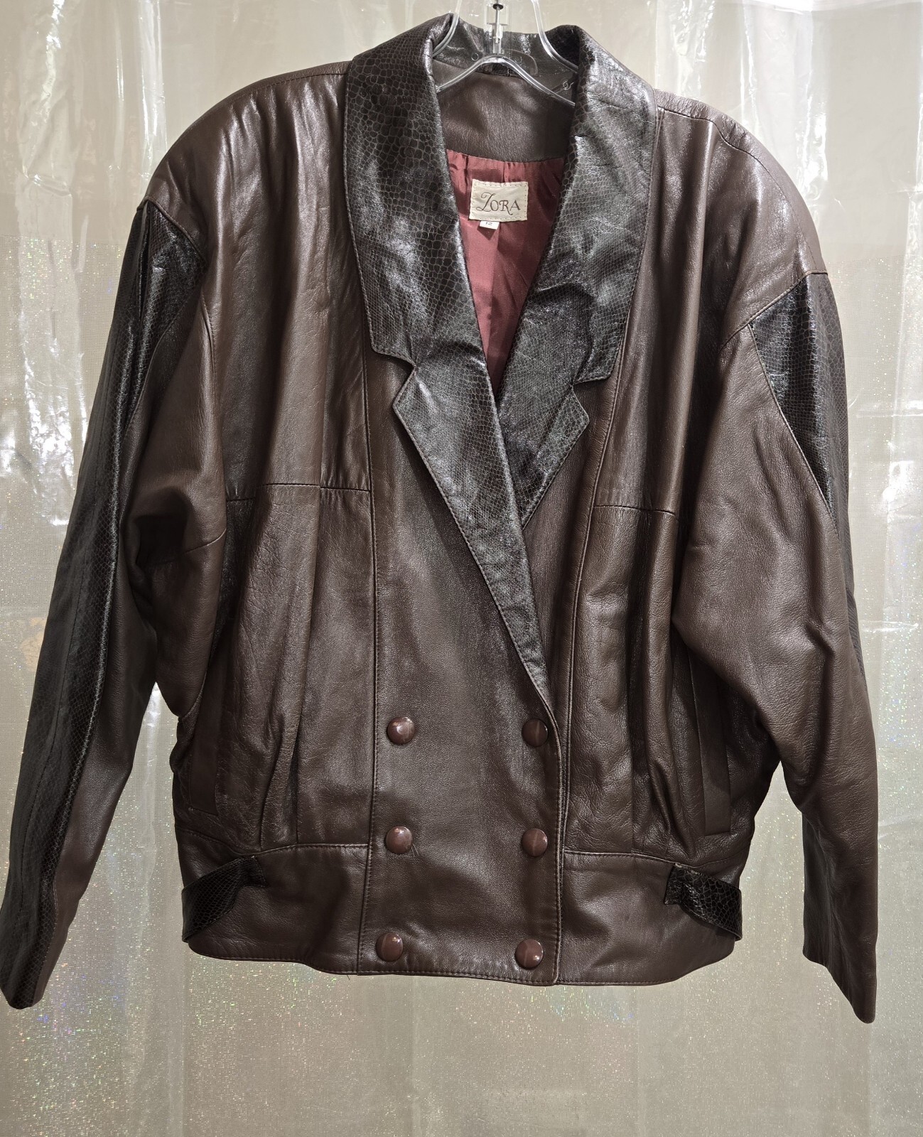 Vintage Lora Two Tone Brown Leather Jacket Size 12