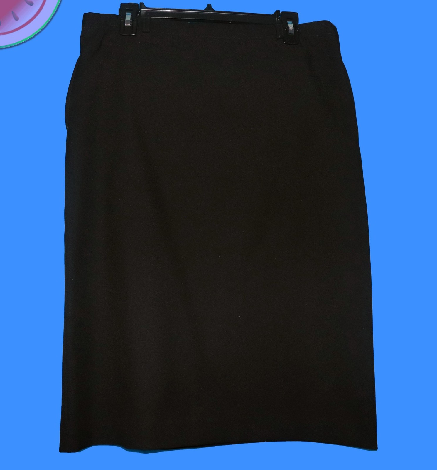 Vintage 70s BRADLEY Black MIDI Pencil SKIRT Size 10 Elastic Waist Pockets USA