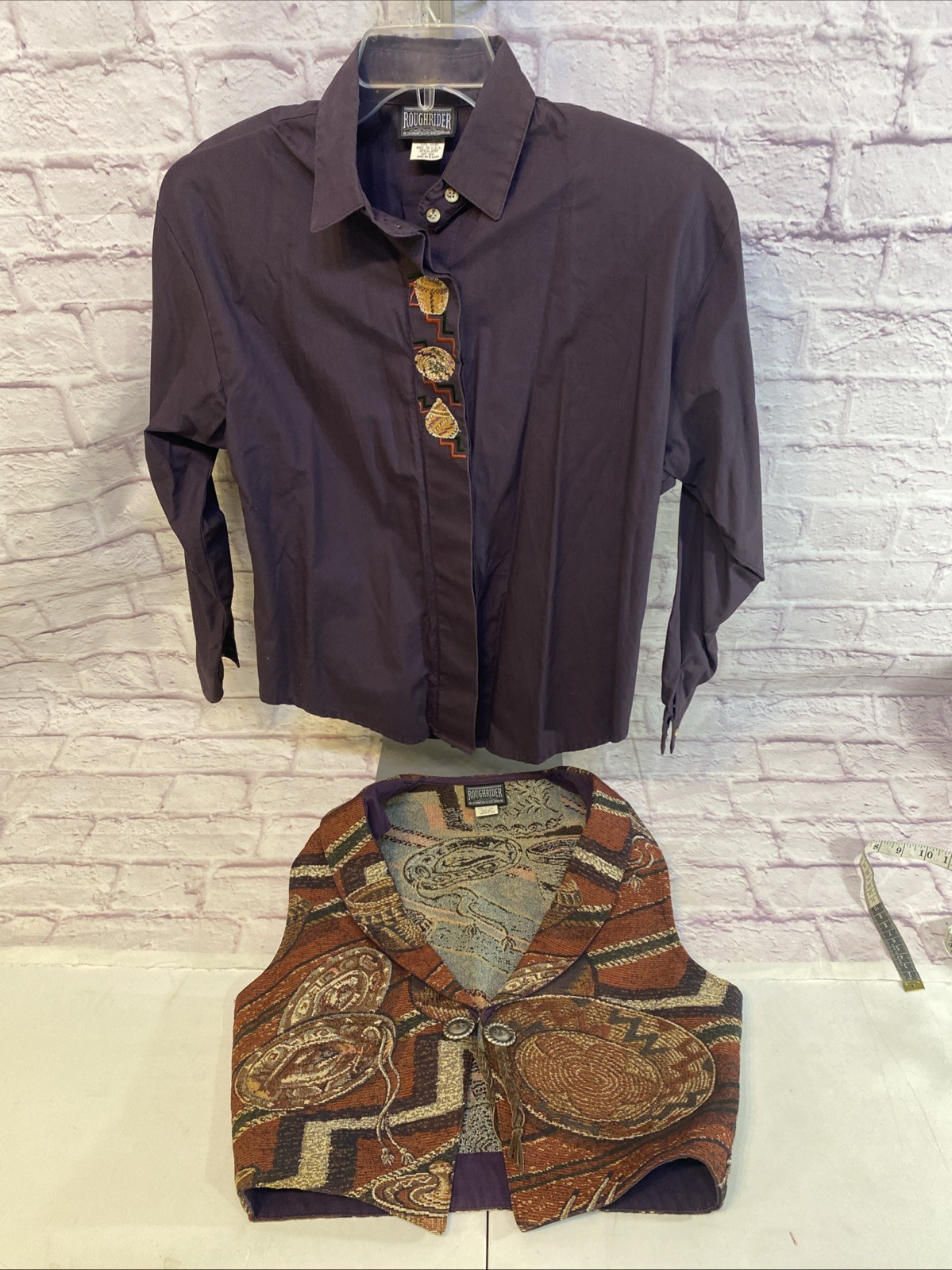 Vintage 1970’s Roughrider By Circle T Button Up Shirt And Vest Women Size Medium