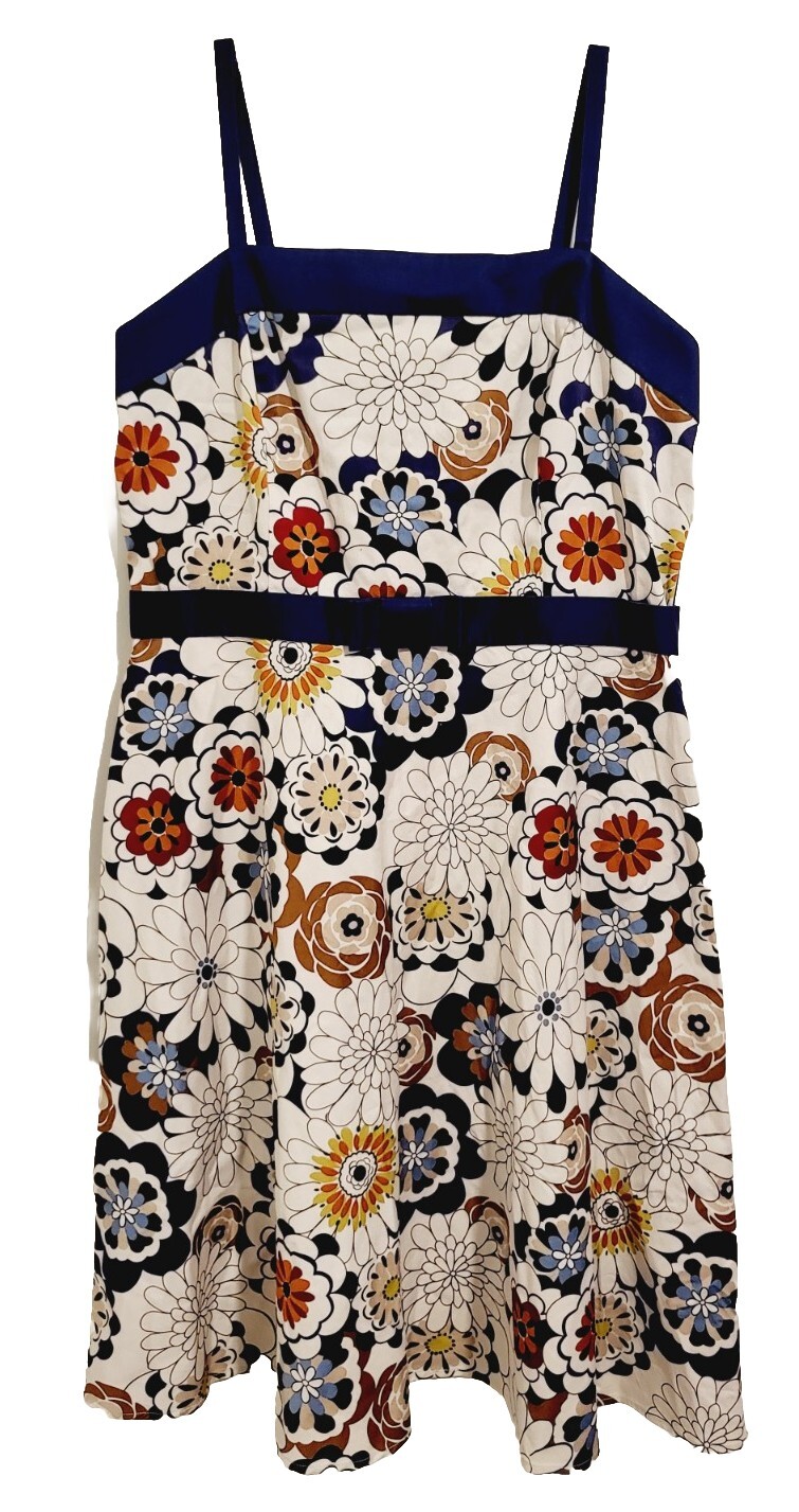 Clues Collections Vintage Women Size 16 Multicolor Floral Spaghetti Strap Dress