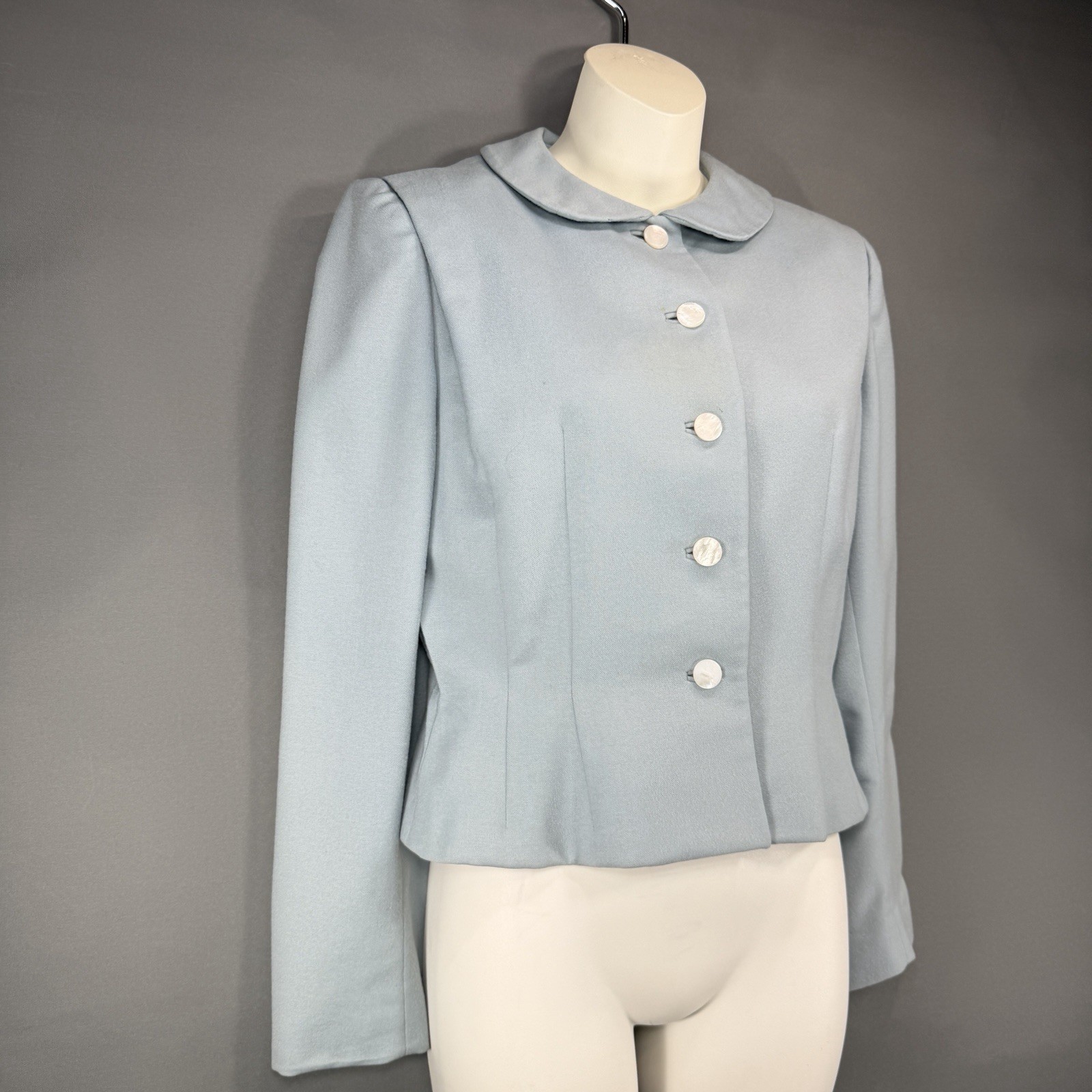 VTG Moordale Junior 50s Wool Jacket Peter Pan Collar Light Blue McEwen Thompson