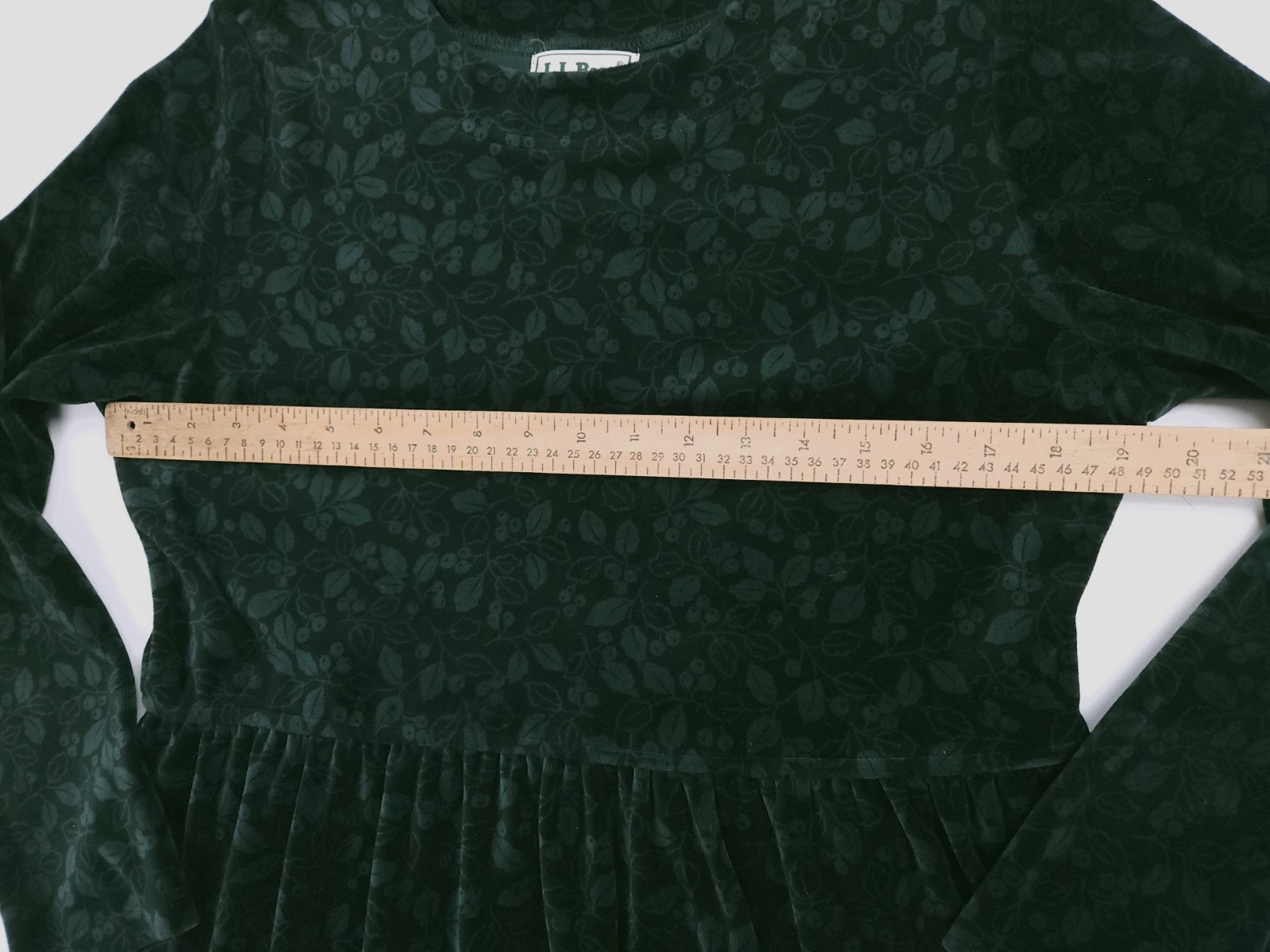 LL Bean Velvet Dress Vintage 1990s Dark Green Holly Berries Women’s M