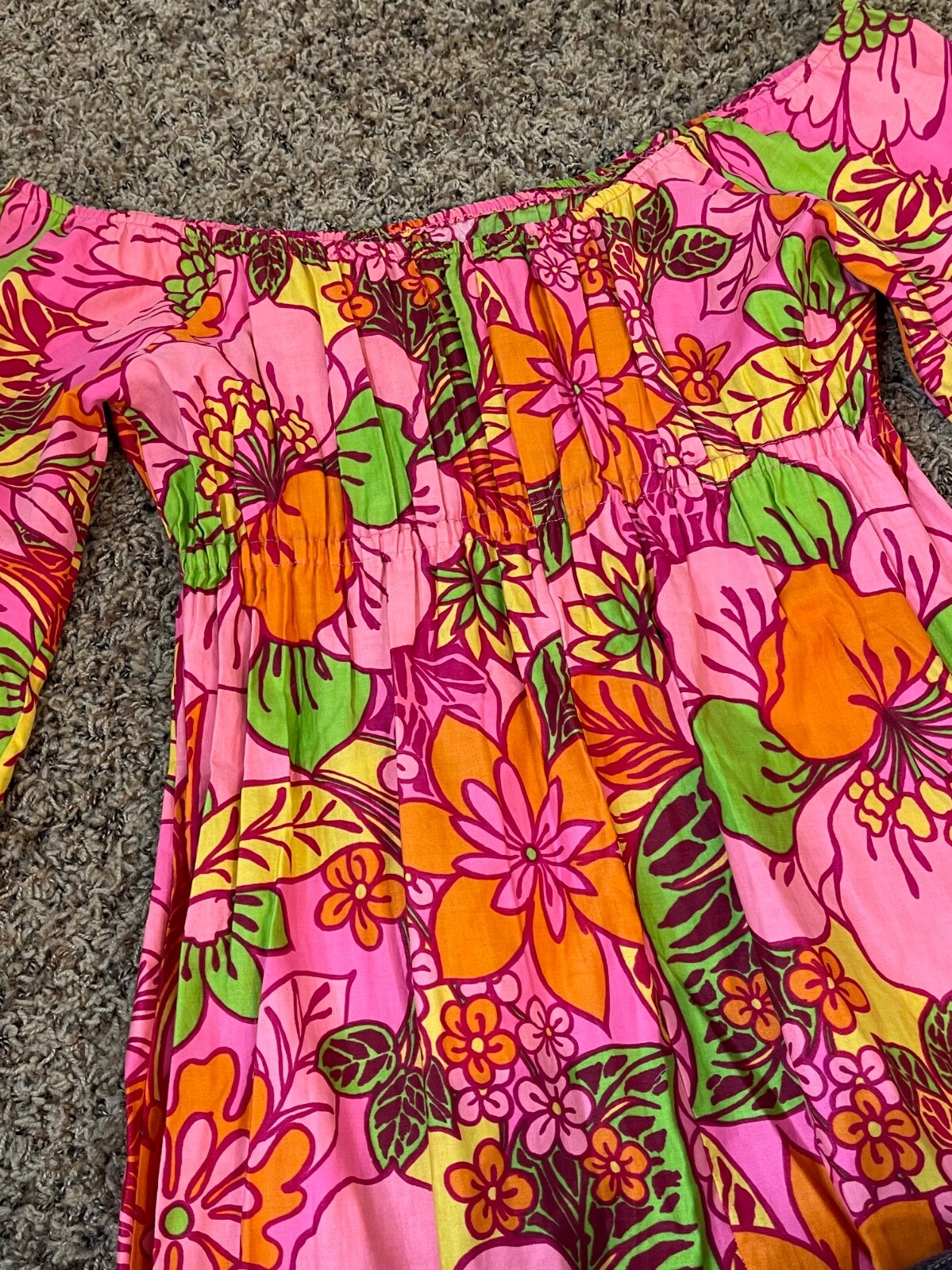 Vintage 60’s FLORAL MUMU MAXI DRESS Kaftan Groovy HAWAIIAN Lounge Retro Hippie