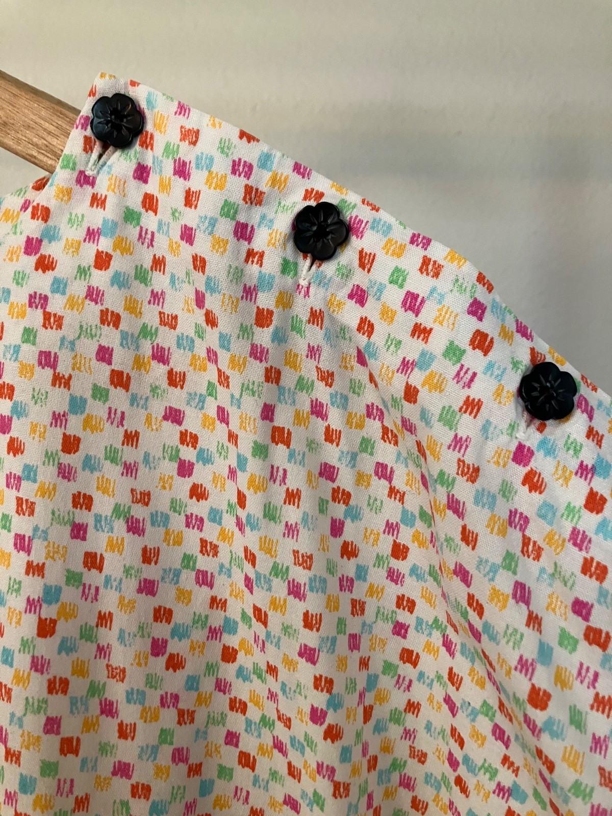 Marimekko 1980s Caftan Dress Button Shoulder Pastel Cotton Dress
