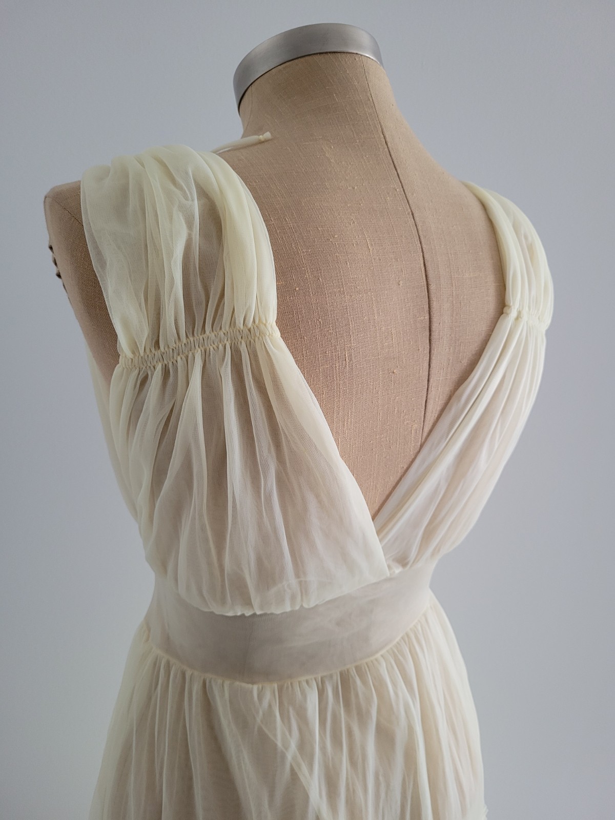 Vintage Amourelle Peignoir Set Babydoll Sheer Yellow Chiffon Nightgown Robe S