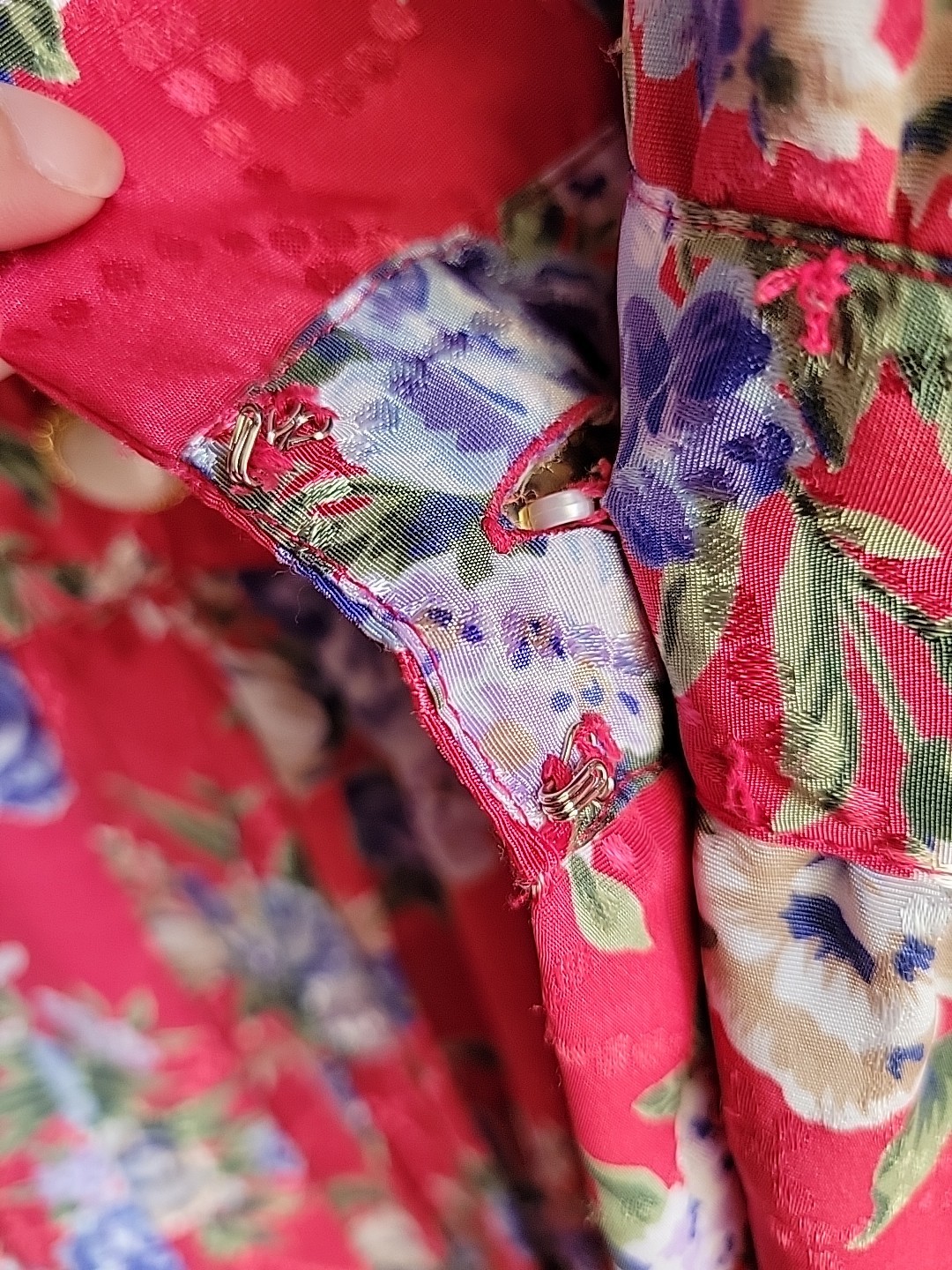 womens vintage secretary midi Collared dress S/M Red Floral Pleated Romantic USA