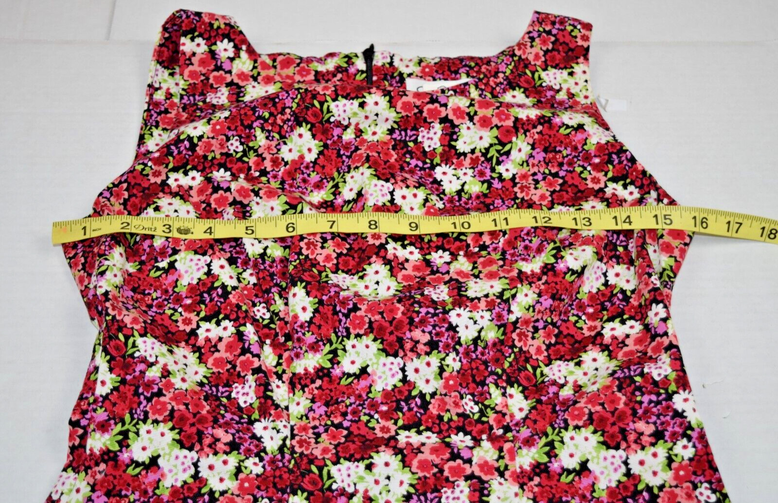 Vintage Mini Dress CDC Size S/M 90s Black Cherry Red White Green Floral Cotton