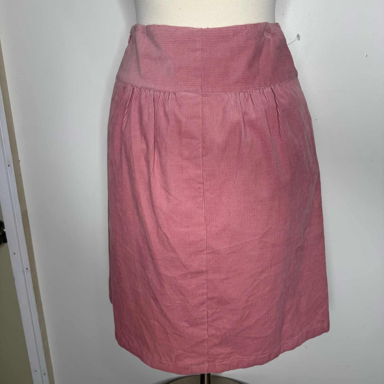 VTG 90s Agnes B Paris Mini Corduroy Mauve A-Line High Waist Skirt Size 40