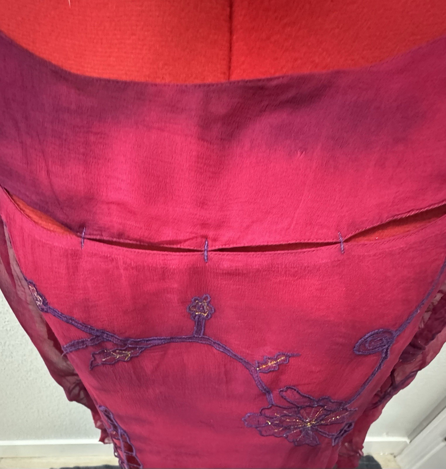 Nataya Victorian Titanic Tea Party Embroidered Mesh Dress Pink Rayon XL