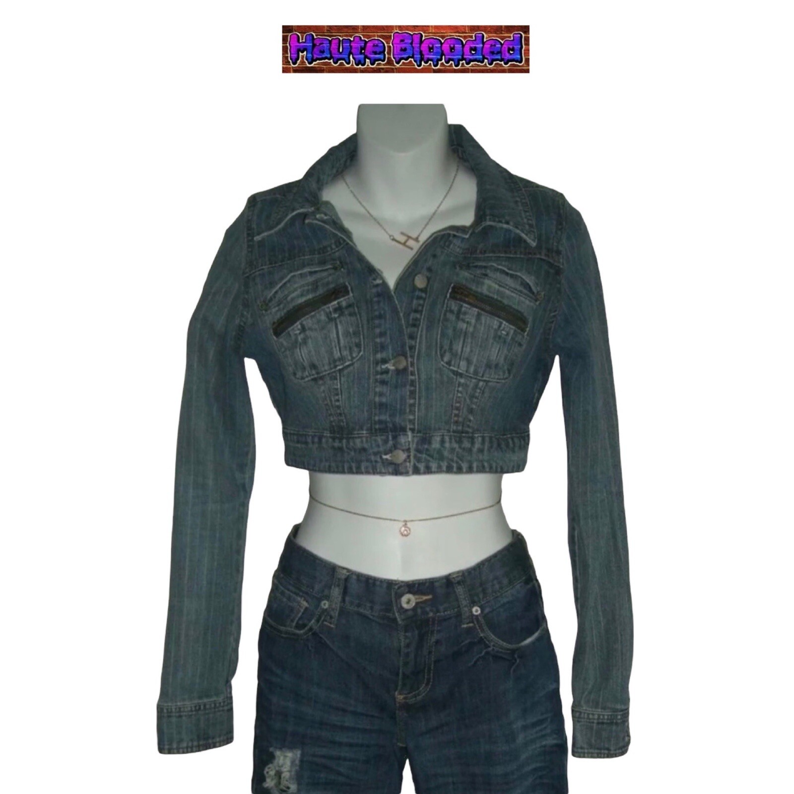 Vintage 90’s y2k JouJou Cropped Denim Jacket Jean egirl Indie Sleaze Streetwear