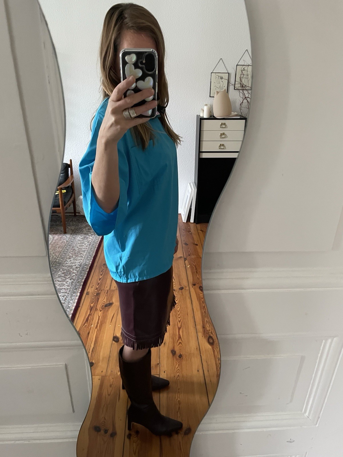 Vintage 80’s Turquoise Viscose Blouse With Large Shoulder Pads – Size 40/42 EUR