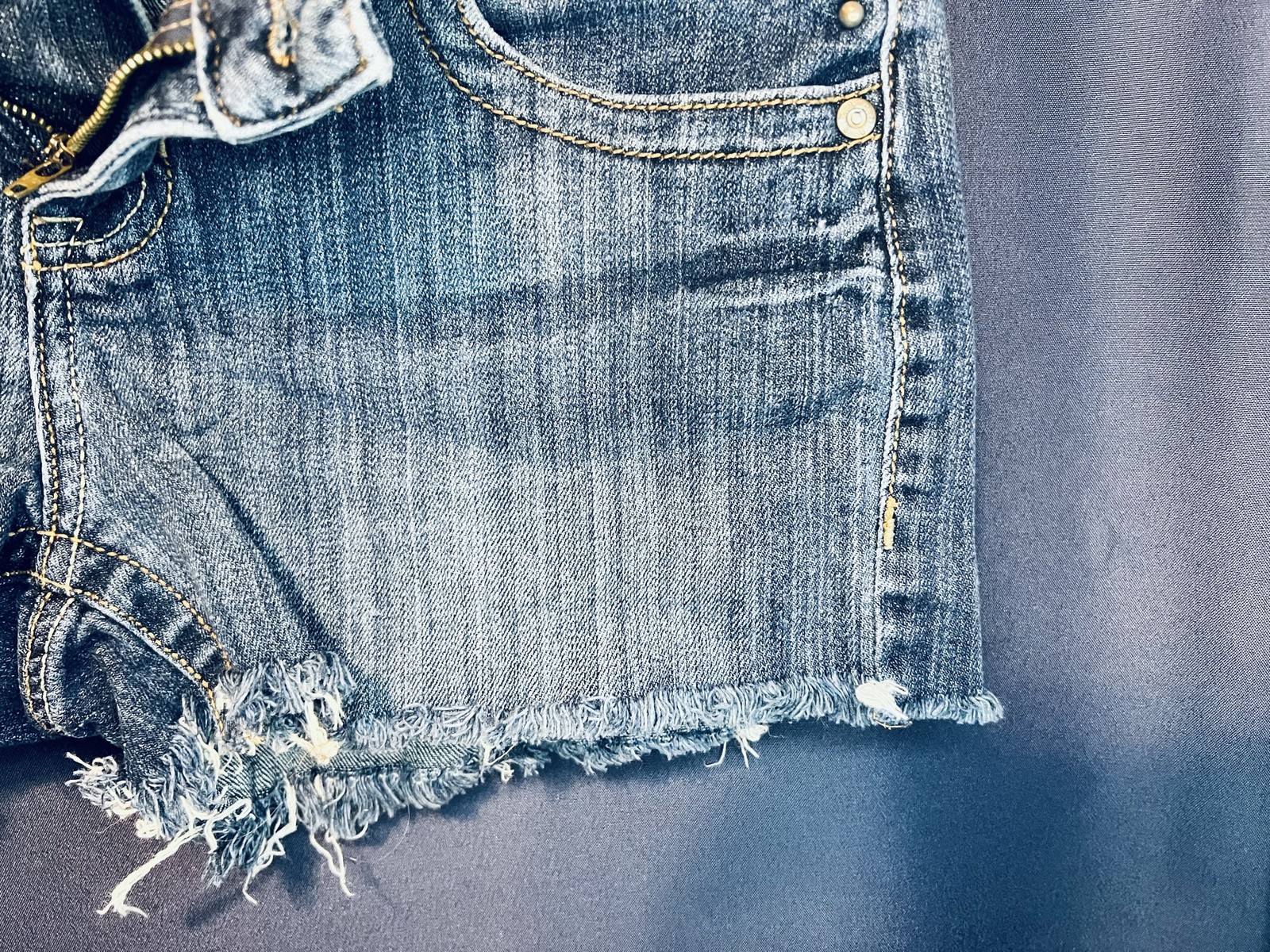 A.N.A A New Approach Womens Denim Shorts Studded Distressed Raw Hem