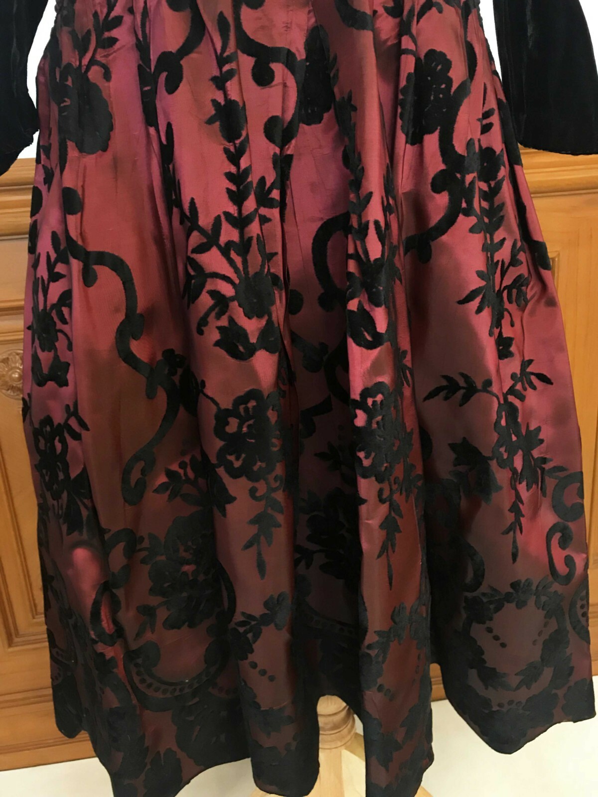 Vintage Scott McClintock Velvet Prom Party Formal Dress Gown Black Red Sz 12 USA