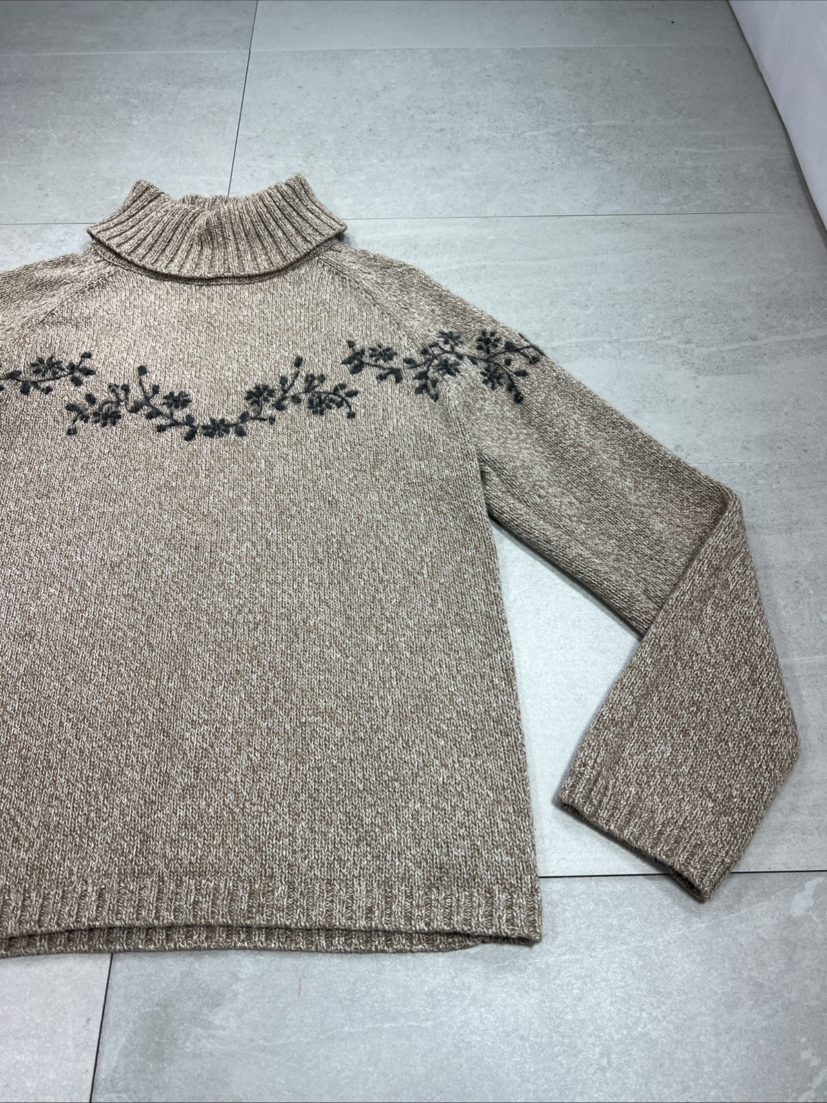 Vtg Eddie Bauer Lambswool New Zealand Rolled Turtleneck Sweater Women Nordic M