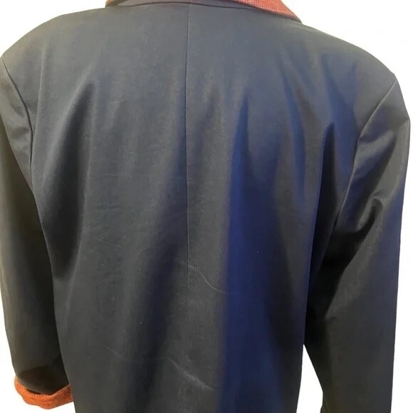 Bleyle Women’s Vintage Blue Collared Chore Coat With Red Collar, Size 18