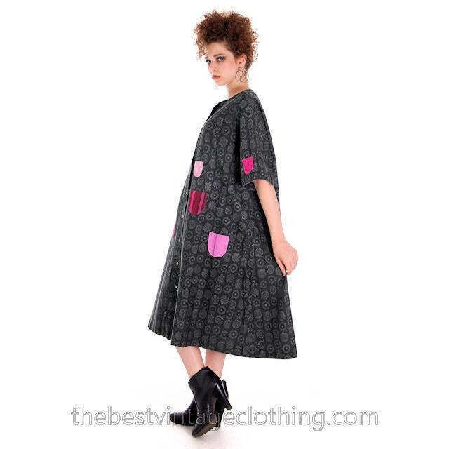 VTG 80s Marimekko Vuokko Nurmesniemi Takki Cotton Tent Dress Sz 38/10 44 Bust