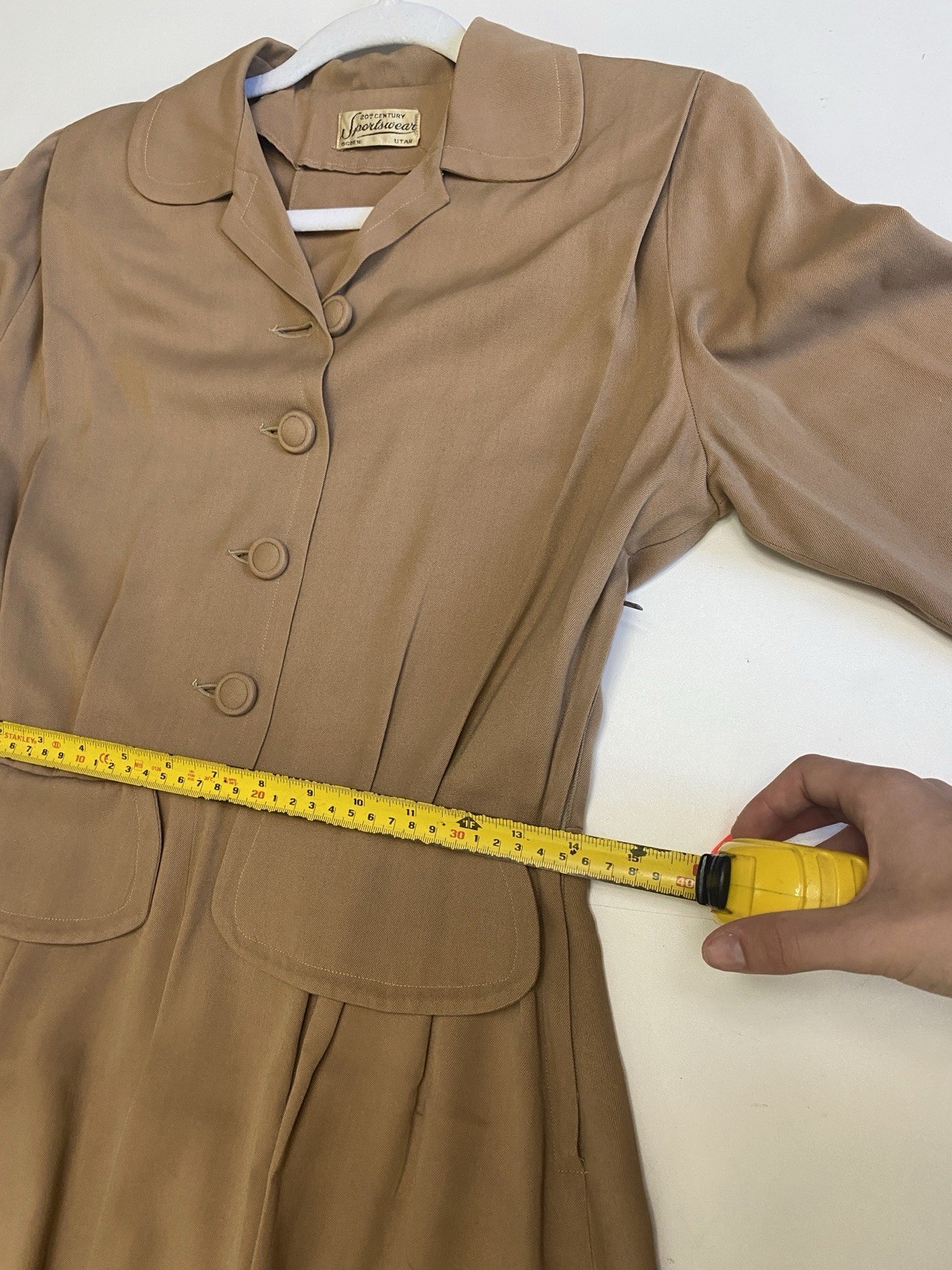 Vintage 40s 20th Century Sportswear Rayon Gabardine M Dress Brown