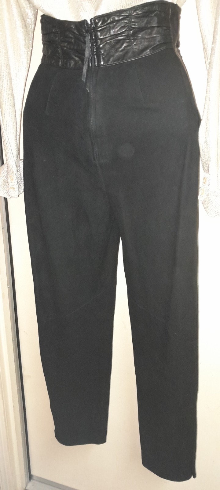 Vtg 80s 90s Does 40s 50s Black Suede I.magnin VAKKO Leather High Waist Pants 26