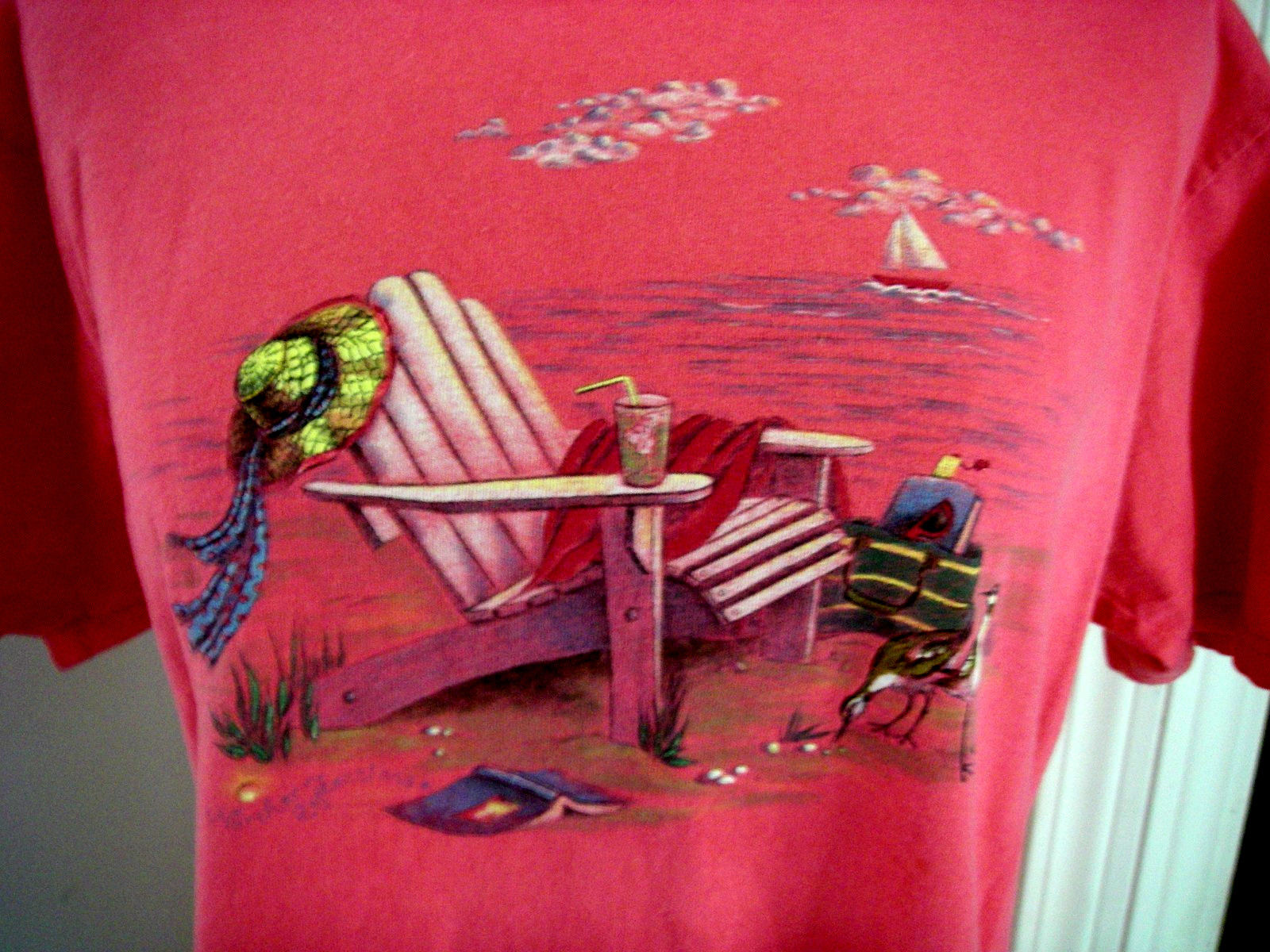 Vintage ’90’s Northern Reflections Pink Coastal Beach Graphic Tee T-Shirt Medium
