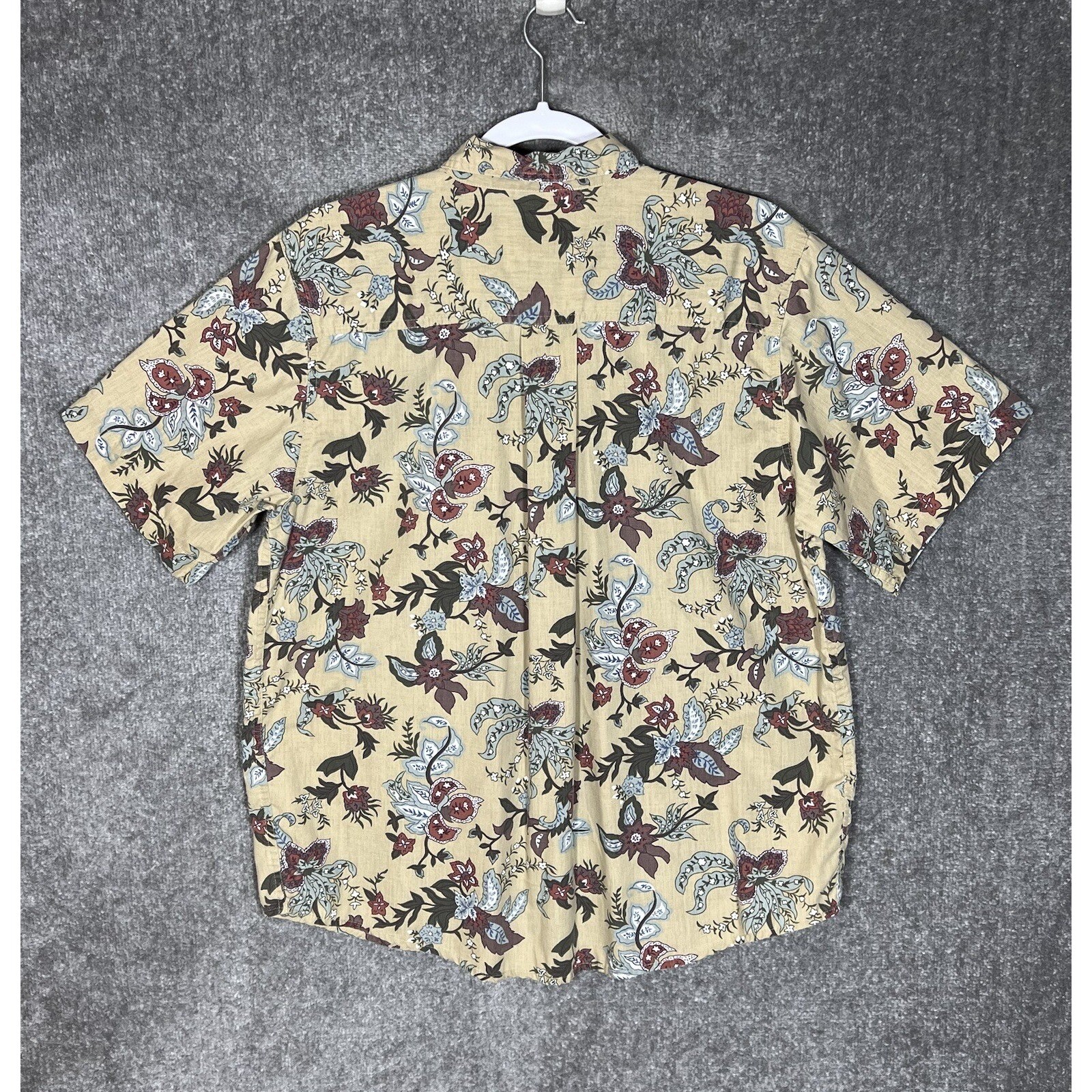 Vintage Hasting & Smith Button Up Top Womens Size Large Tan Floral Short Sleeve