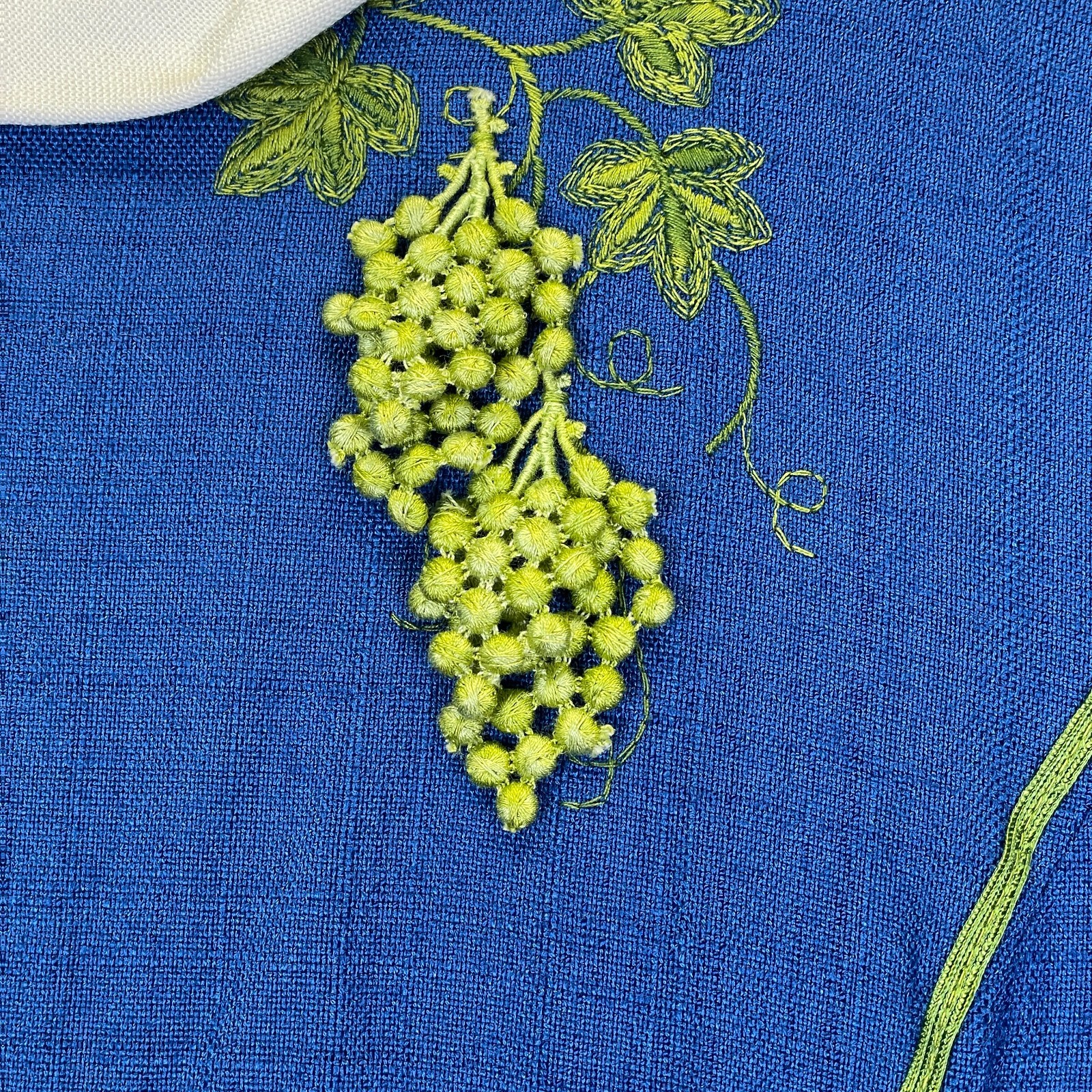 Vintage 1960s Ruth of Carolina Cobalt Mod Dress Embroidered Grapes A-Line XS
