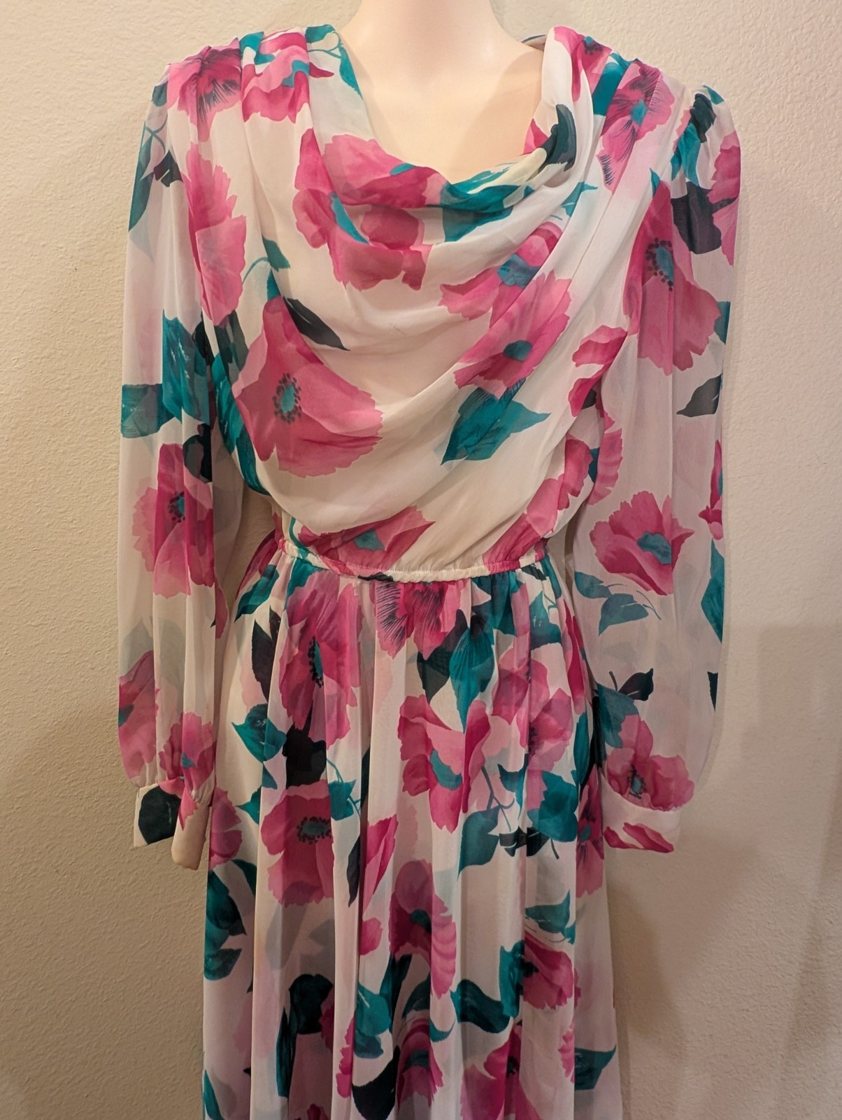 Vintage Chiffon, Lined Dress 1980s Size 8 Lisa Michaels Double Layer Chif. Skirt
