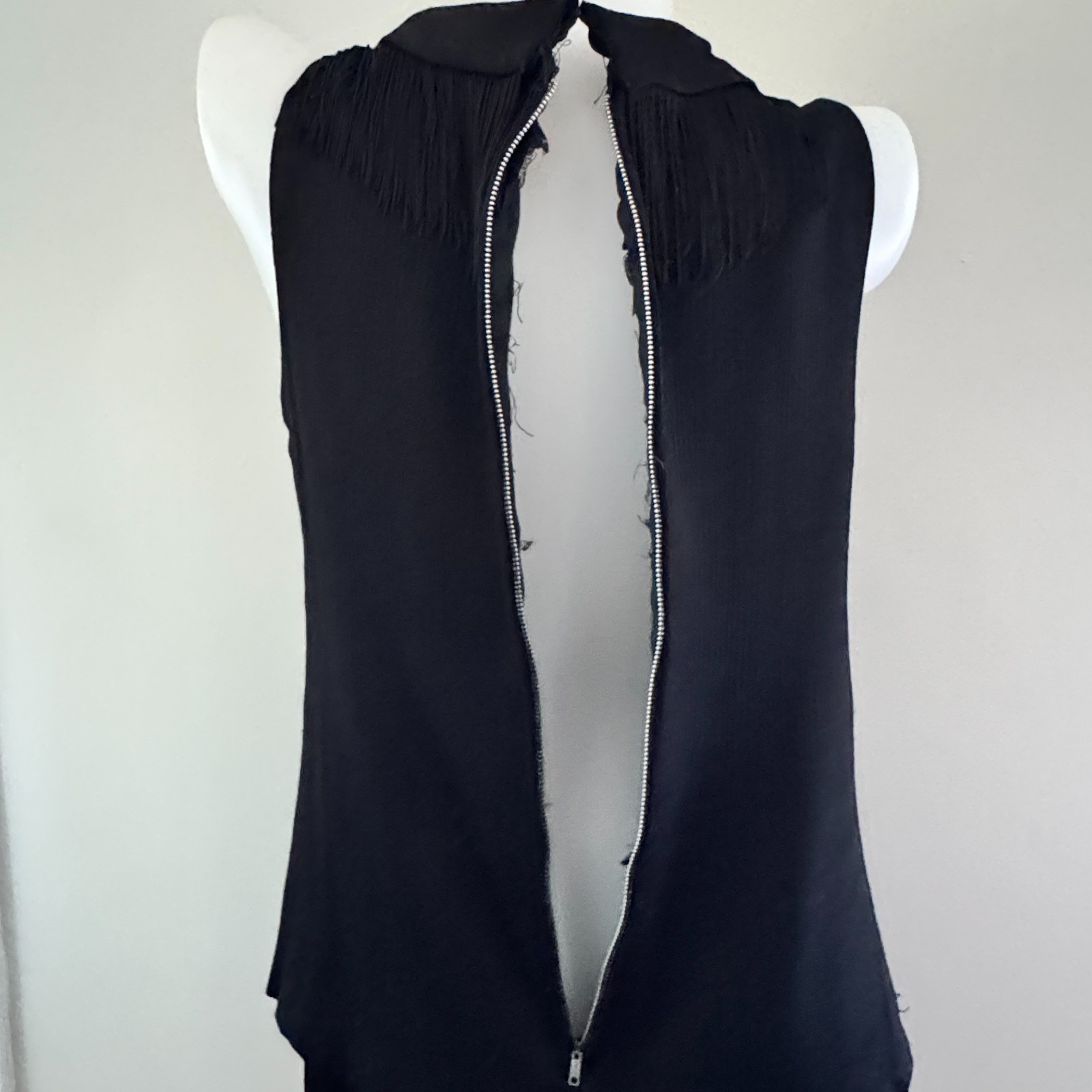 vtg 60s MISS THEME NY Black Go-Go Dancer FRINGE Mini Shift Dress Costume Mod LBD