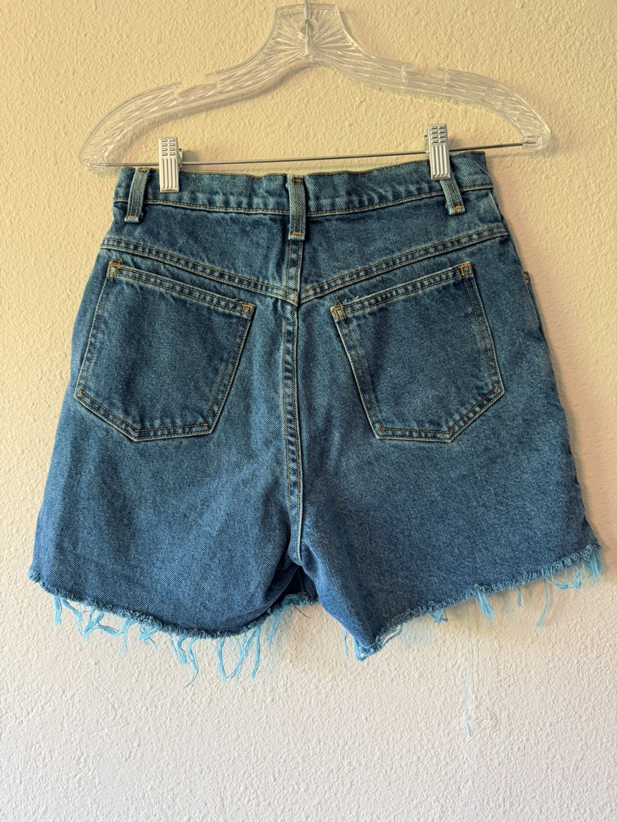 Vintage 80s Forenza Overdied Blue High Wasted Shorts Size 6 Frayed Hem
