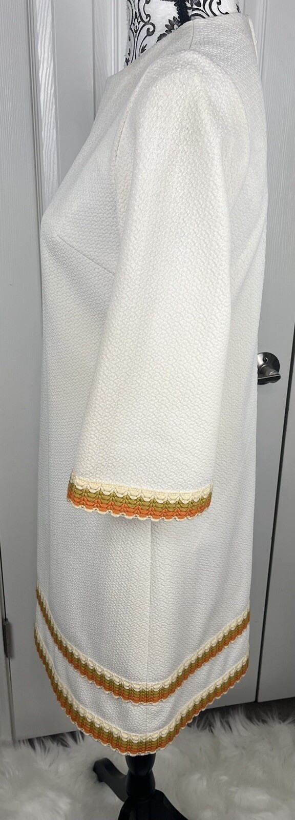 Vintage 1970s Ivory Embroidered Tunic Dress Women’s Size 36/6