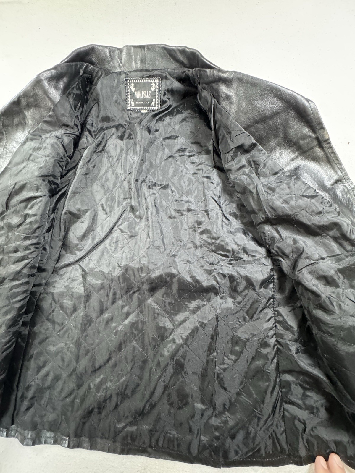 Vintage 90s Vera Pelle Black Italian Leather Blazer Jacket Women’s M