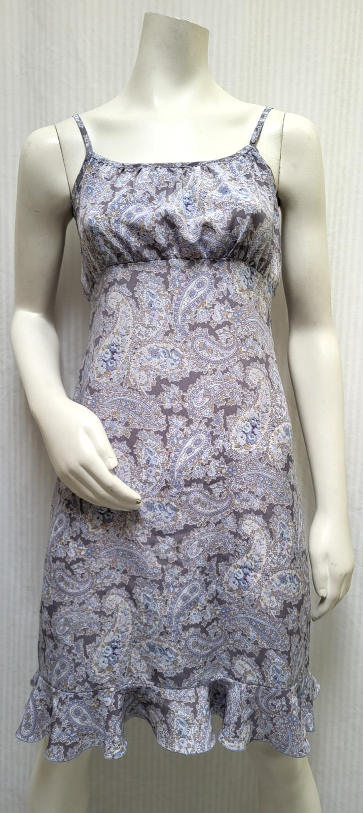 Vintage DBY 90s/Y2K Purple Paisley Ruffle Dress Fairy Grunge Slip Dress -Size S